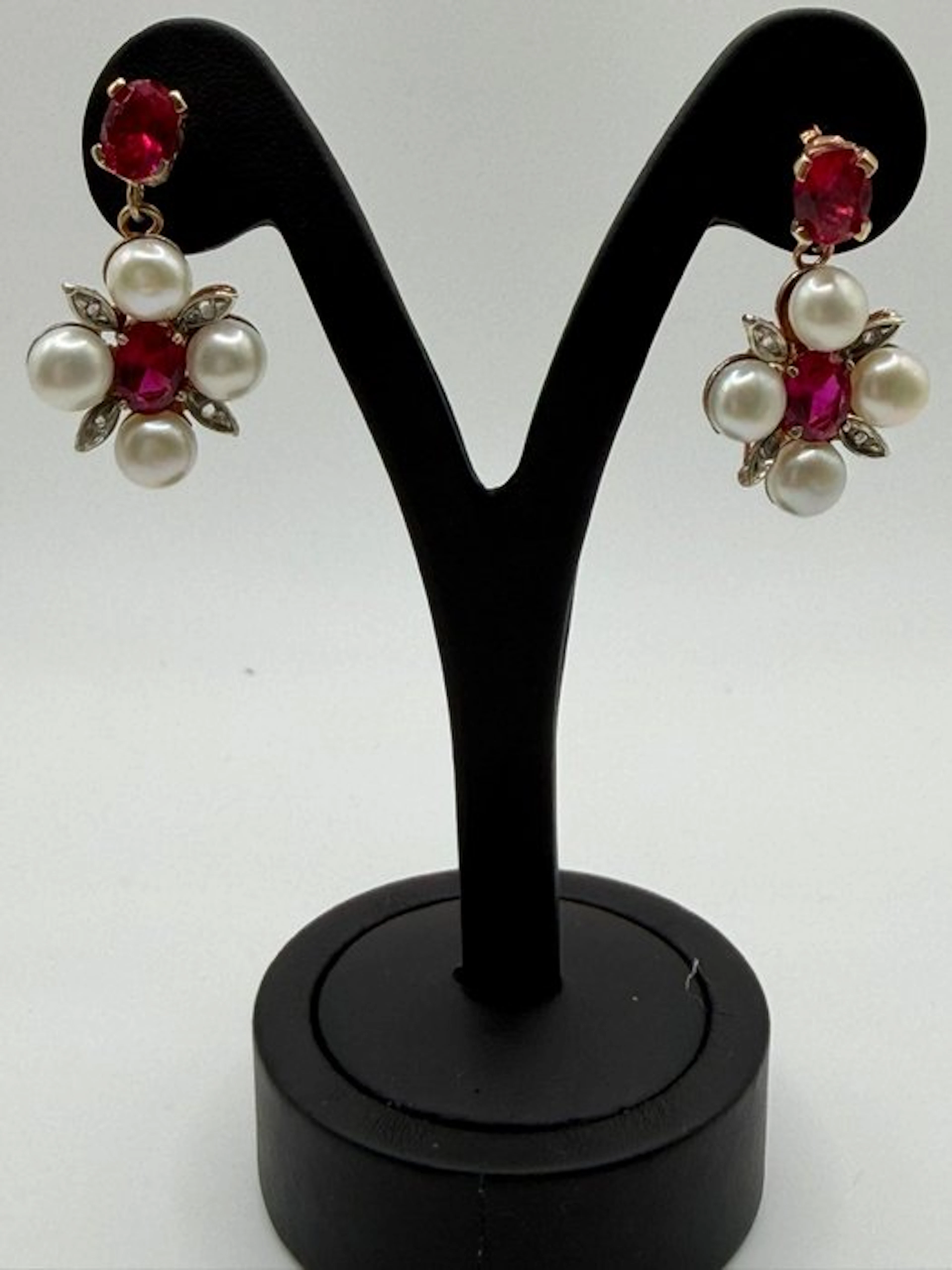 No reserve price - Earrings - 9 kt. Silver, Rose gold - 4.08ct. tw.