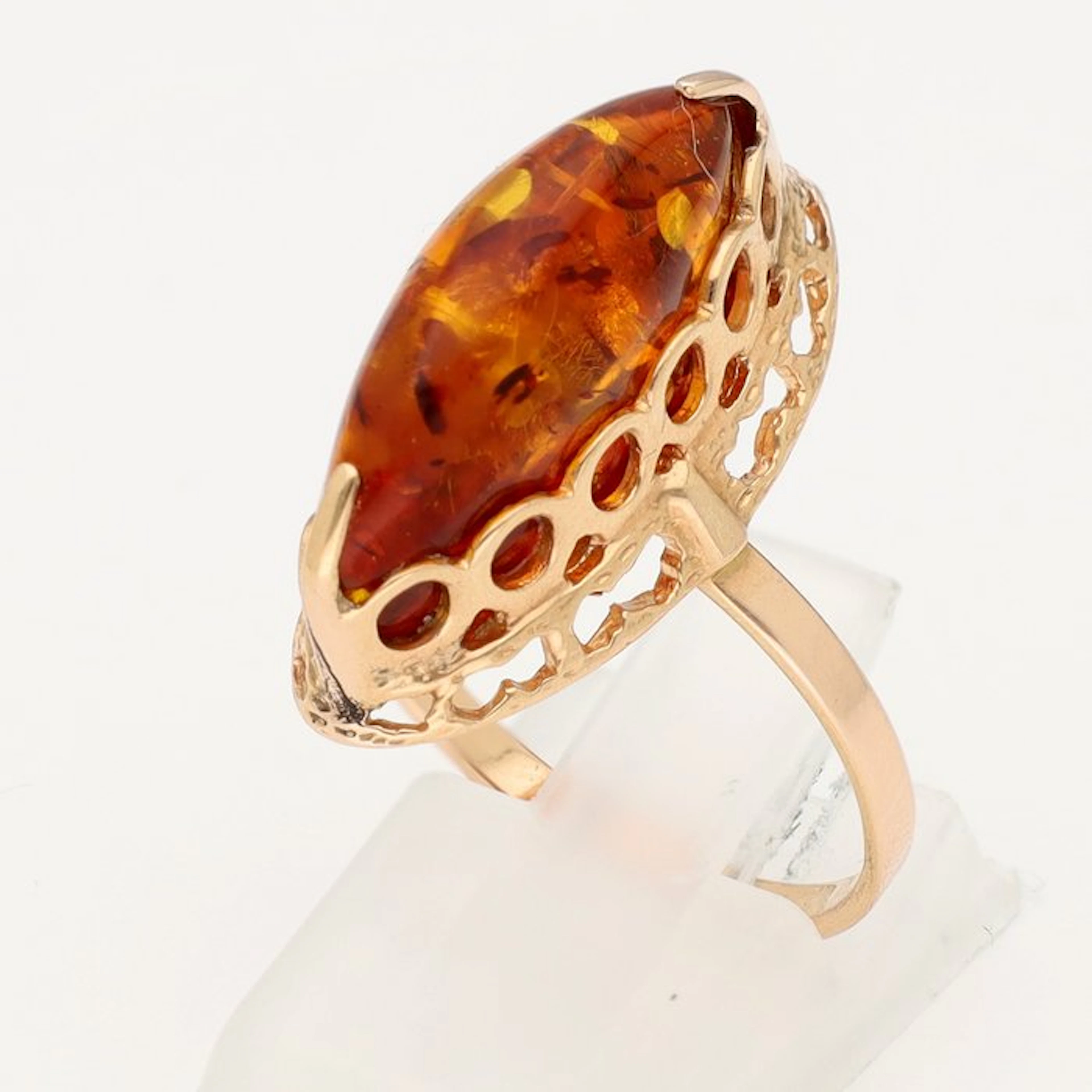 Ring - 14 kt. Yellow gold - 3.25ct. tw. Amber