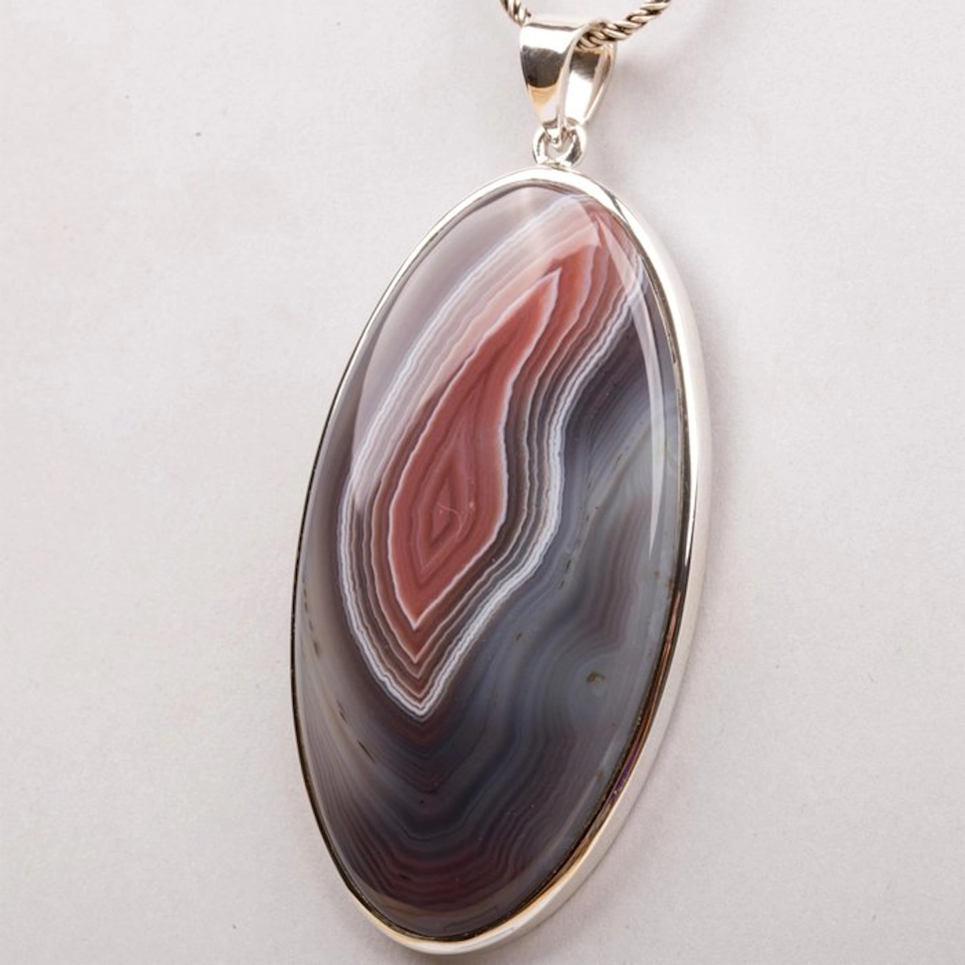Red Banded Agate Pendant in 925 Silver – Mexico – Natural...