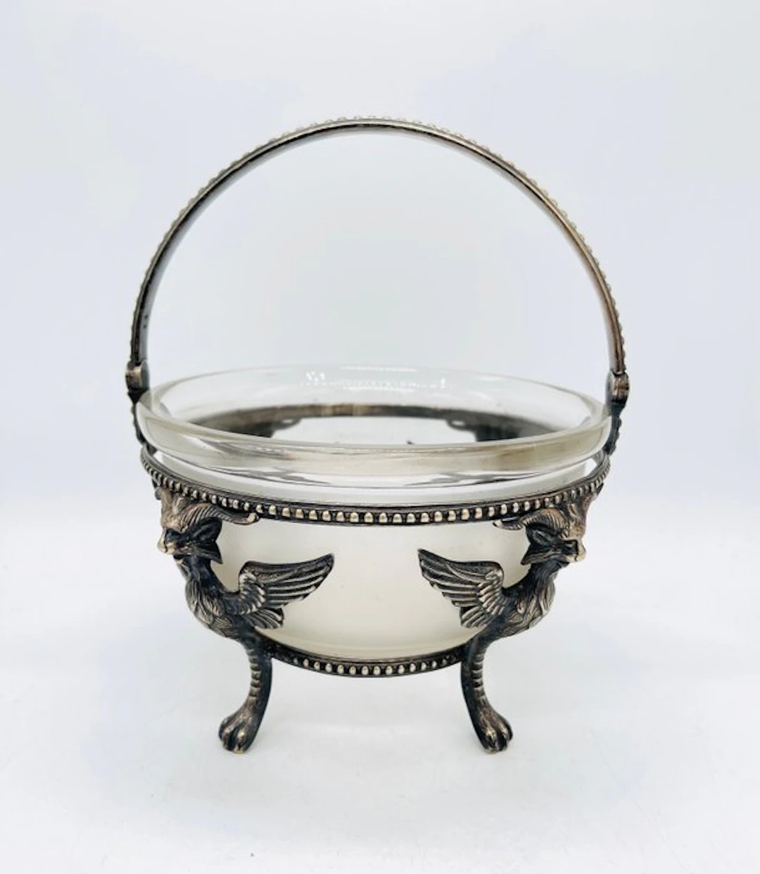 Bowl - Silverplated, Glass - Bowl with griffins