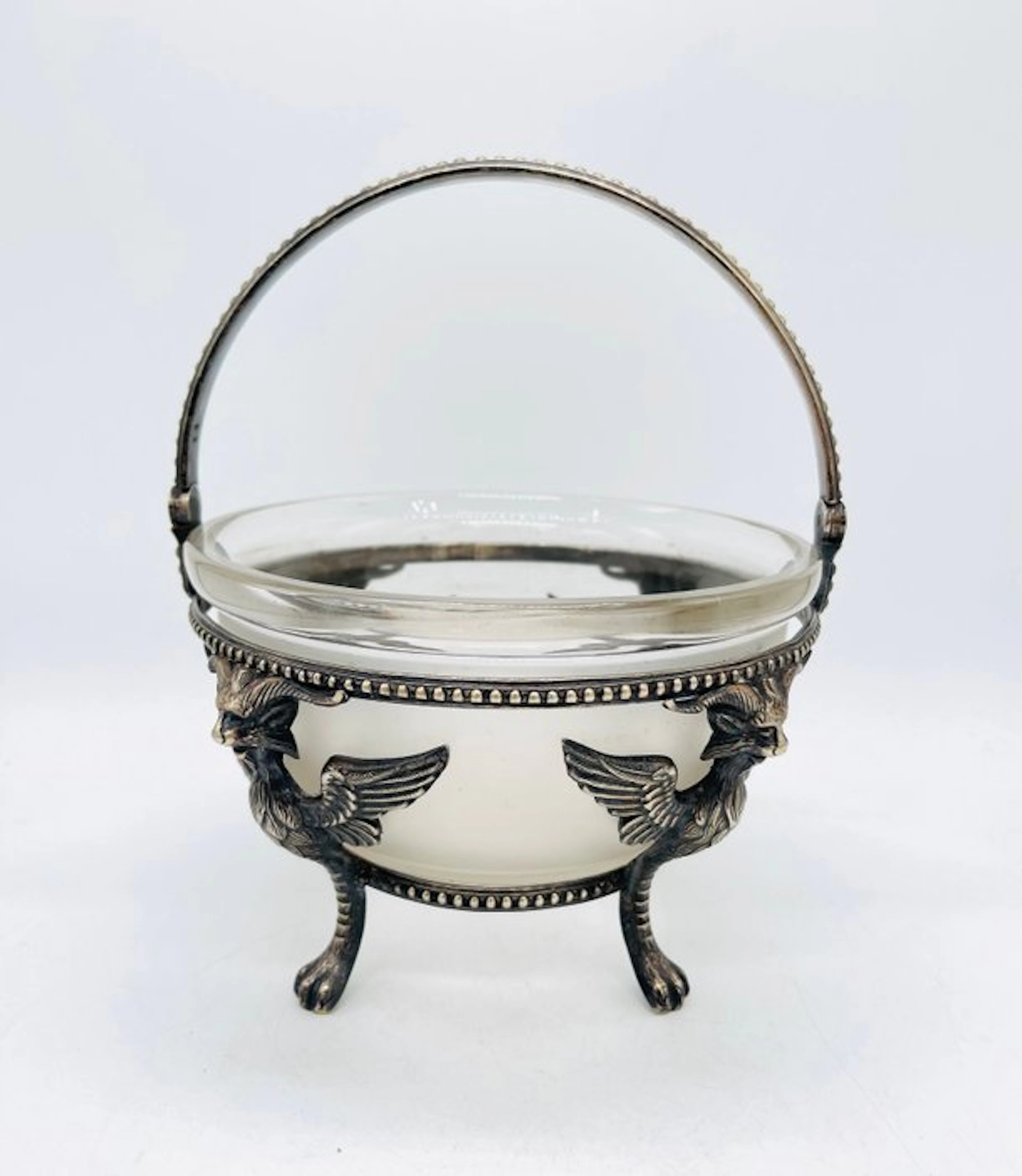Bowl - Silverplated, Glass - Bowl with griffins