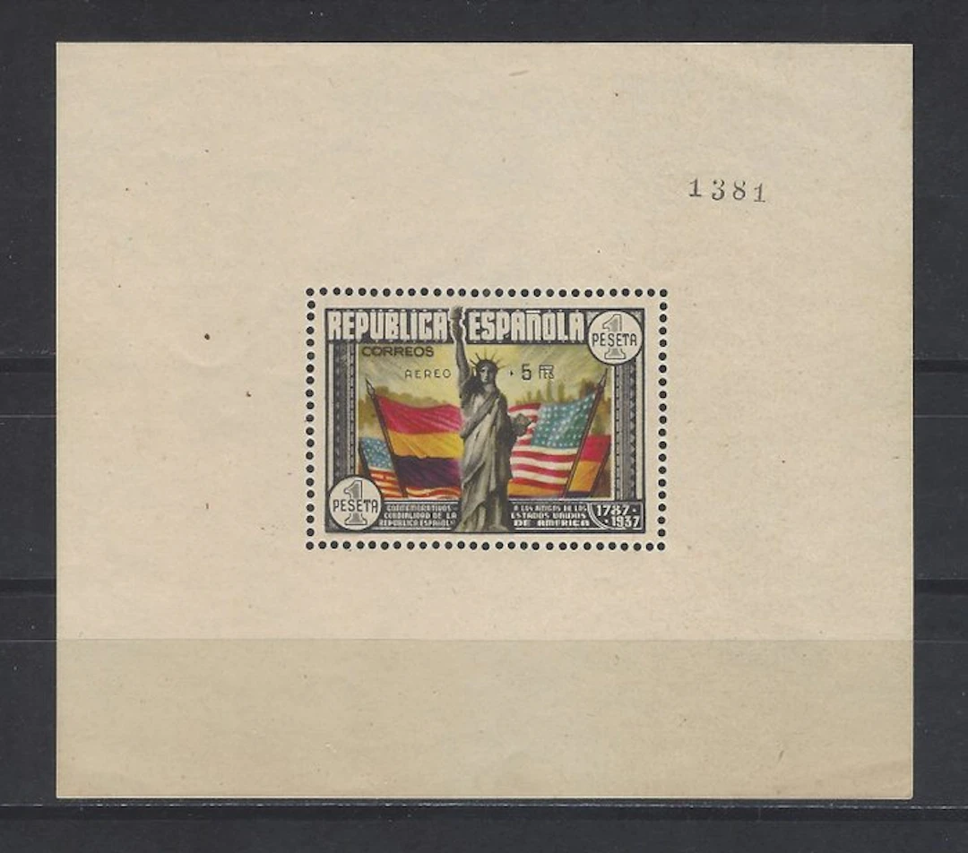 Spain 1938 - US Constitution aerial +5 - Edifil nº 766