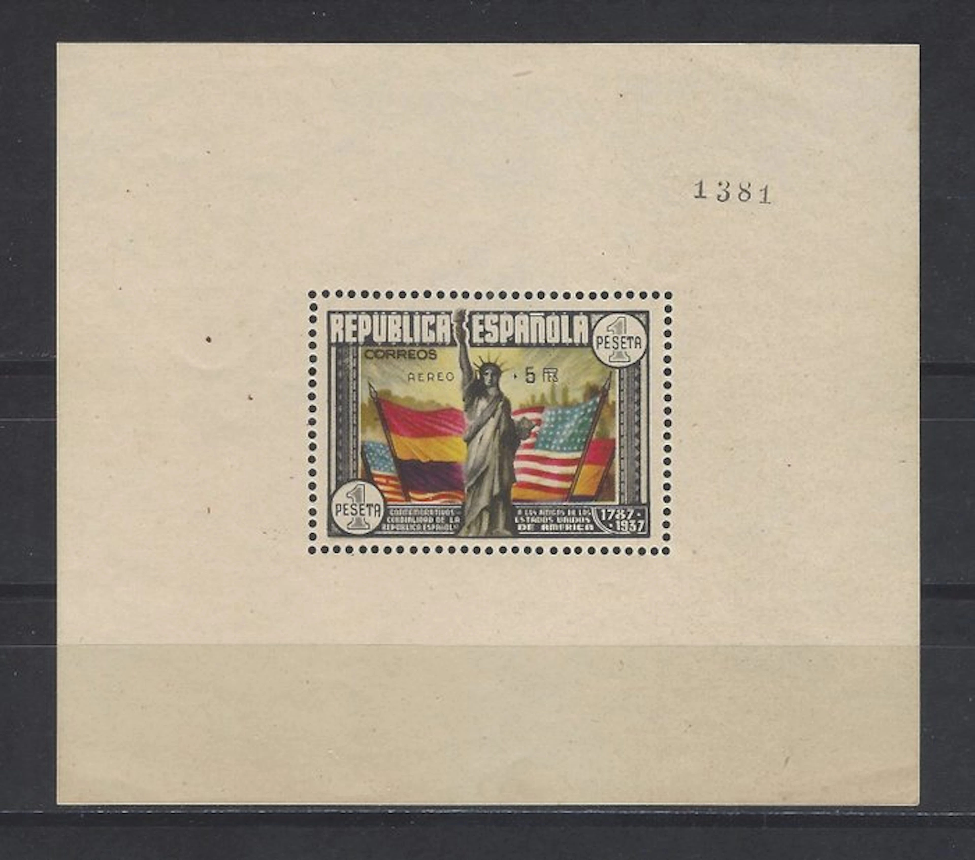 Spain 1938 - US Constitution aerial +5 - Edifil nº 766