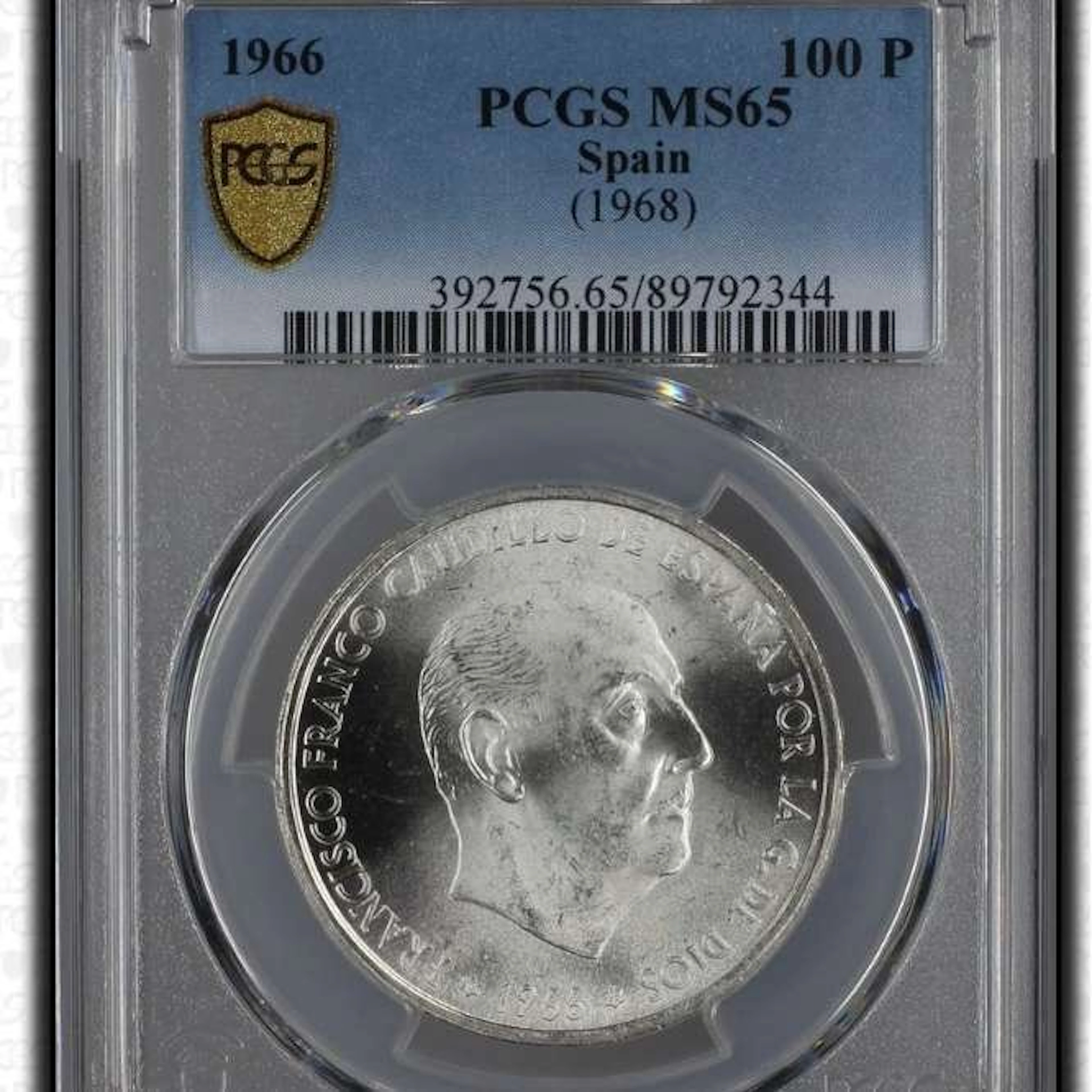 Spain. Francisco Franco. 100 Pesetas 1966*66 PGCS - MS65 (No reserve price)