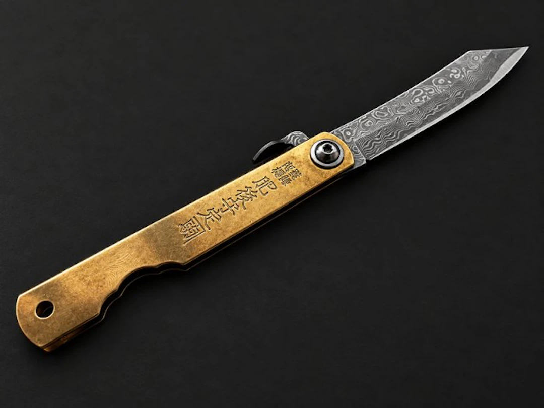 Higonokami Damascus Layered Brass Knife – Coltello...