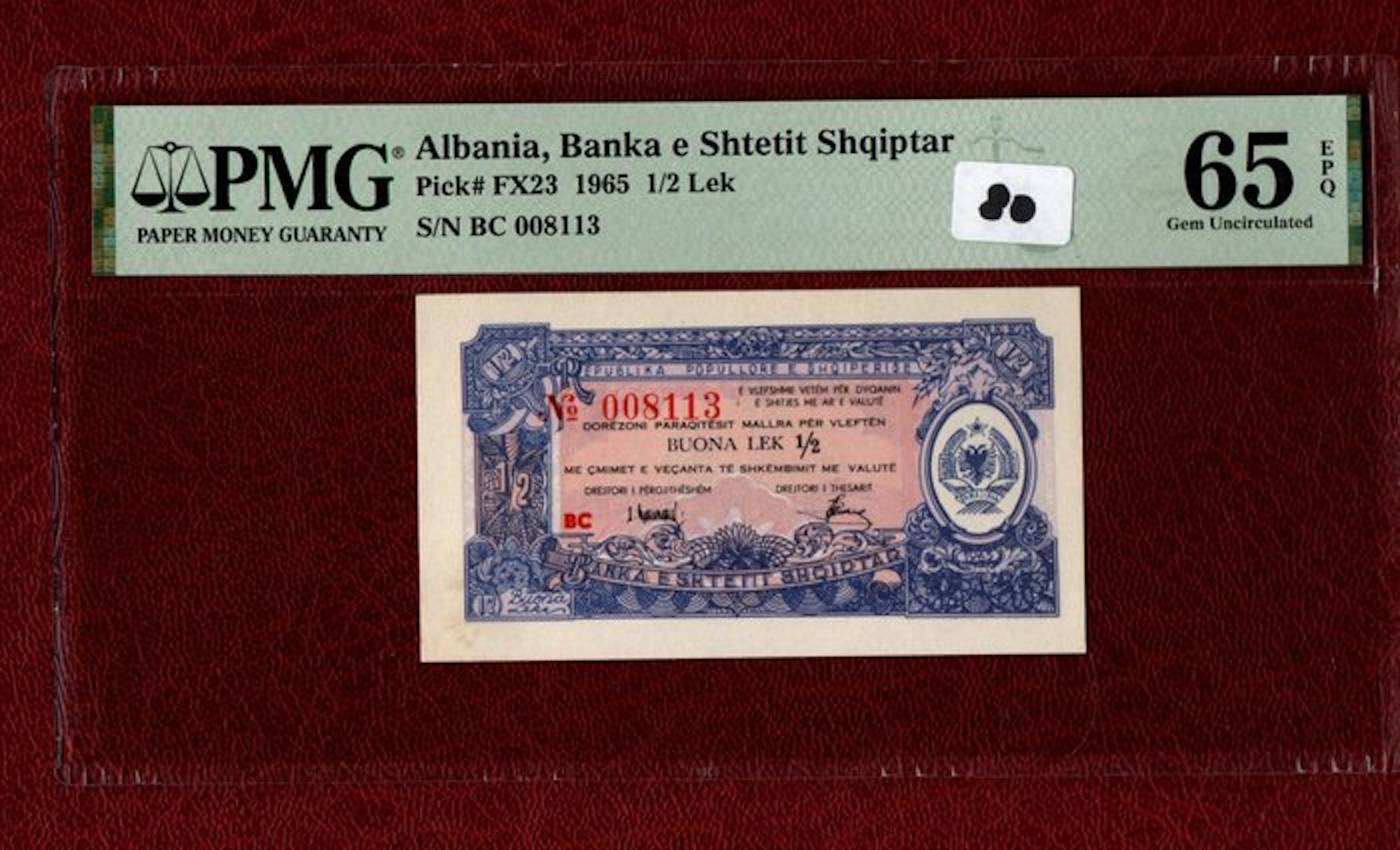 Albania. - 1/2 Lek 1965 - Pick FX23 (No reserve price)