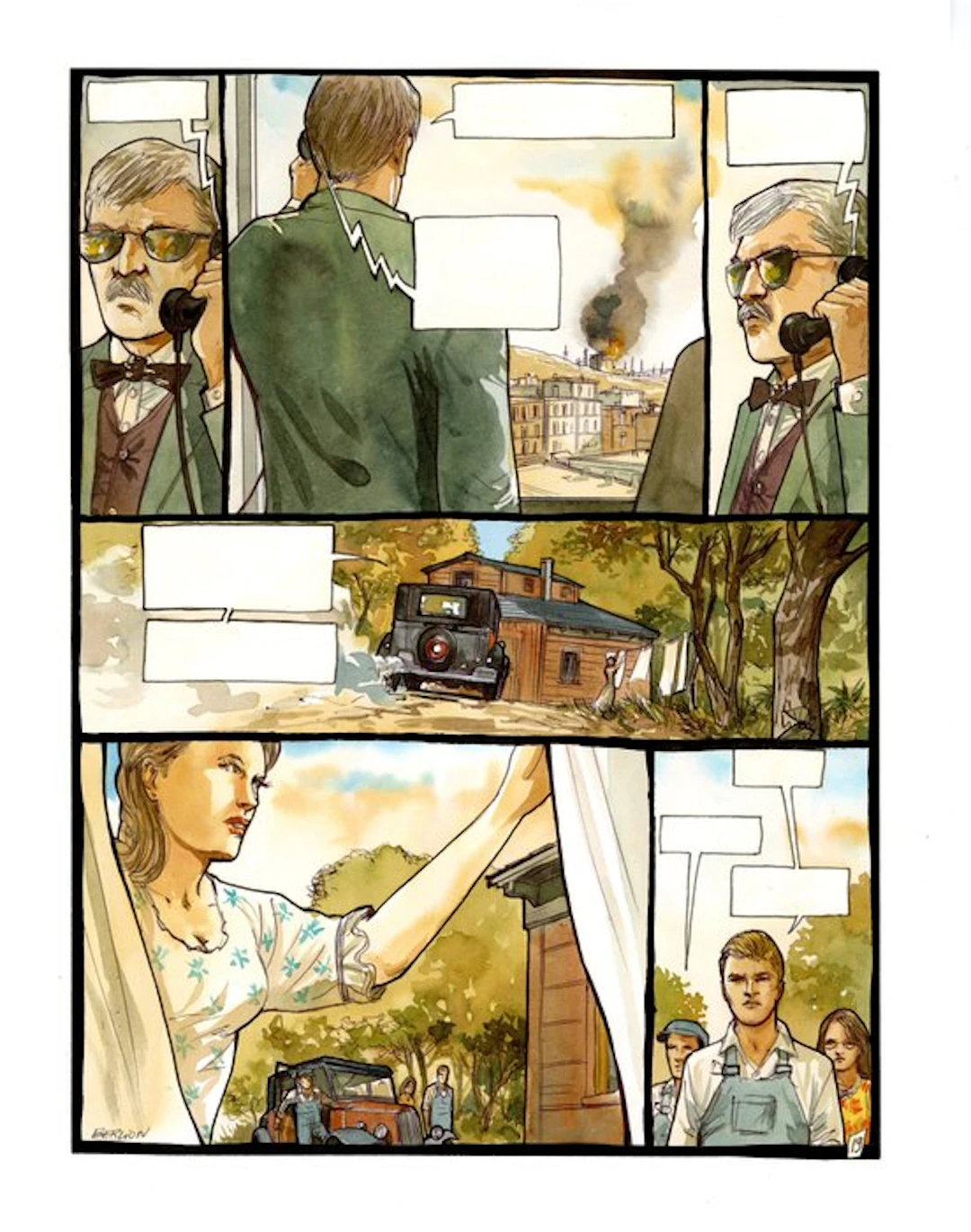 Berlion, Olivier - 1 Original colour page - Le Kid de l'Oklahoma - p. 19 - 2010