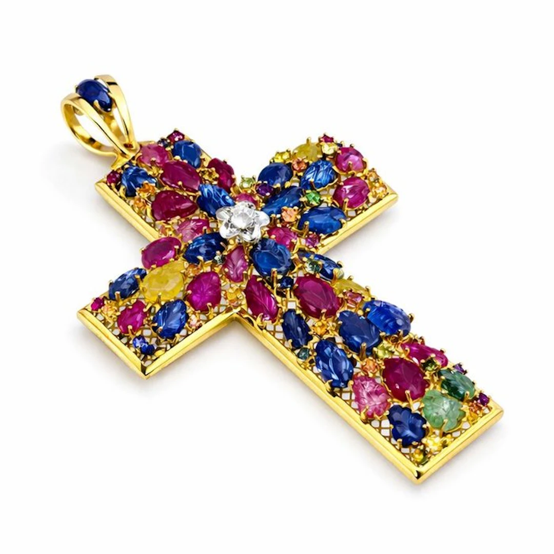 Cross pendant - 18 kt
