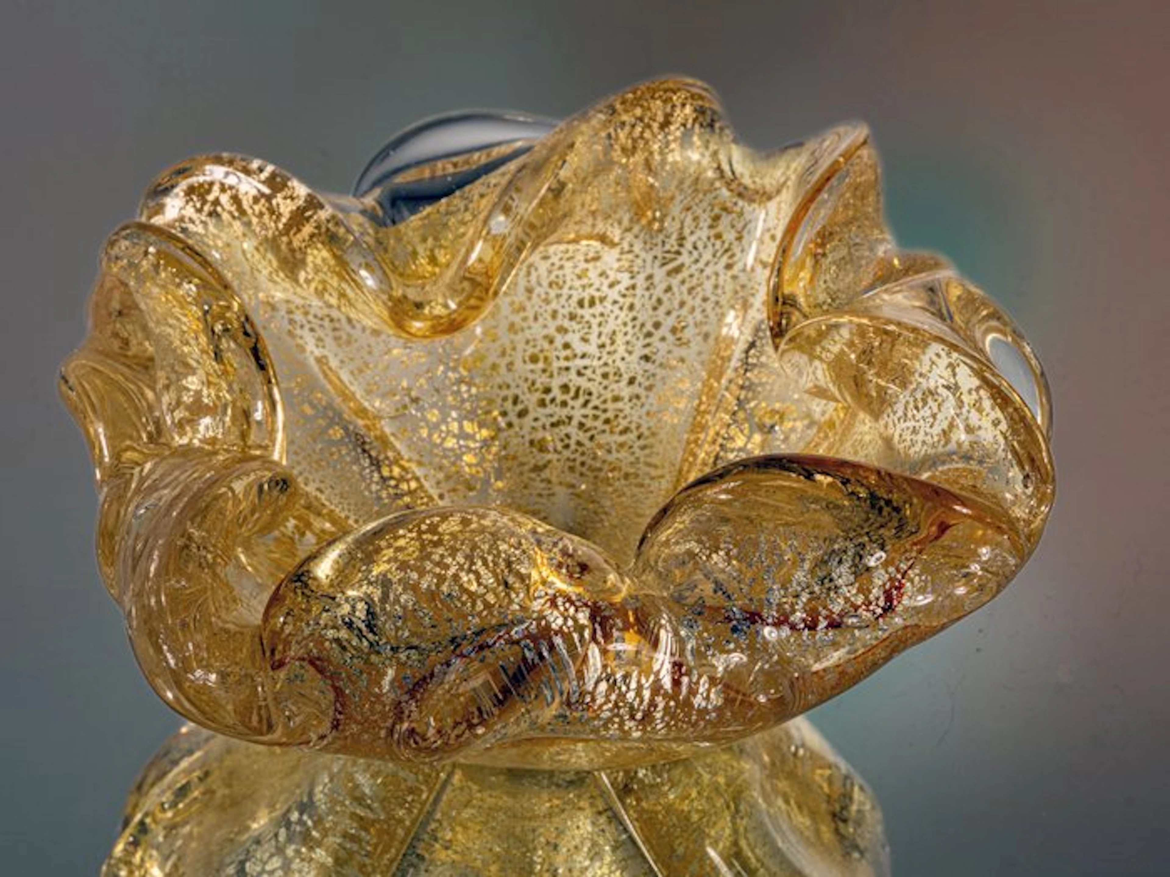 Murano - Dish - Aschenbecher mit Blattsilber/Aventurin...