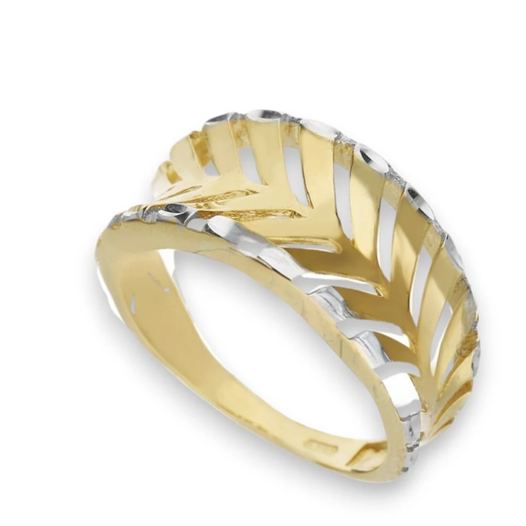 Ring - 18 kt. White gold, Yellow gold - Ring 18k 3g Unisex