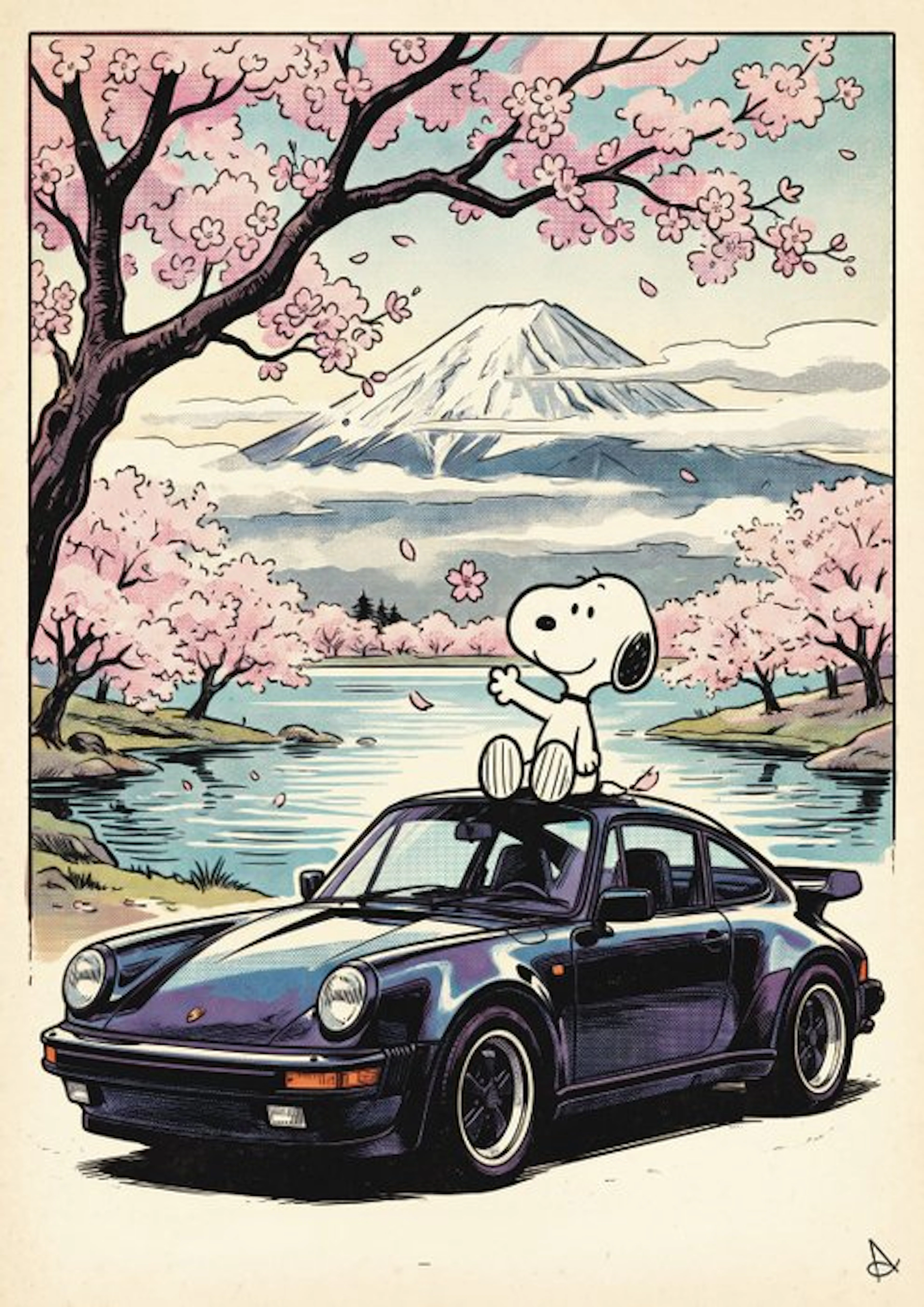 ANDSAL - Snoopy & Porsche 911 Contemporary Japanese-style art Limited Edition