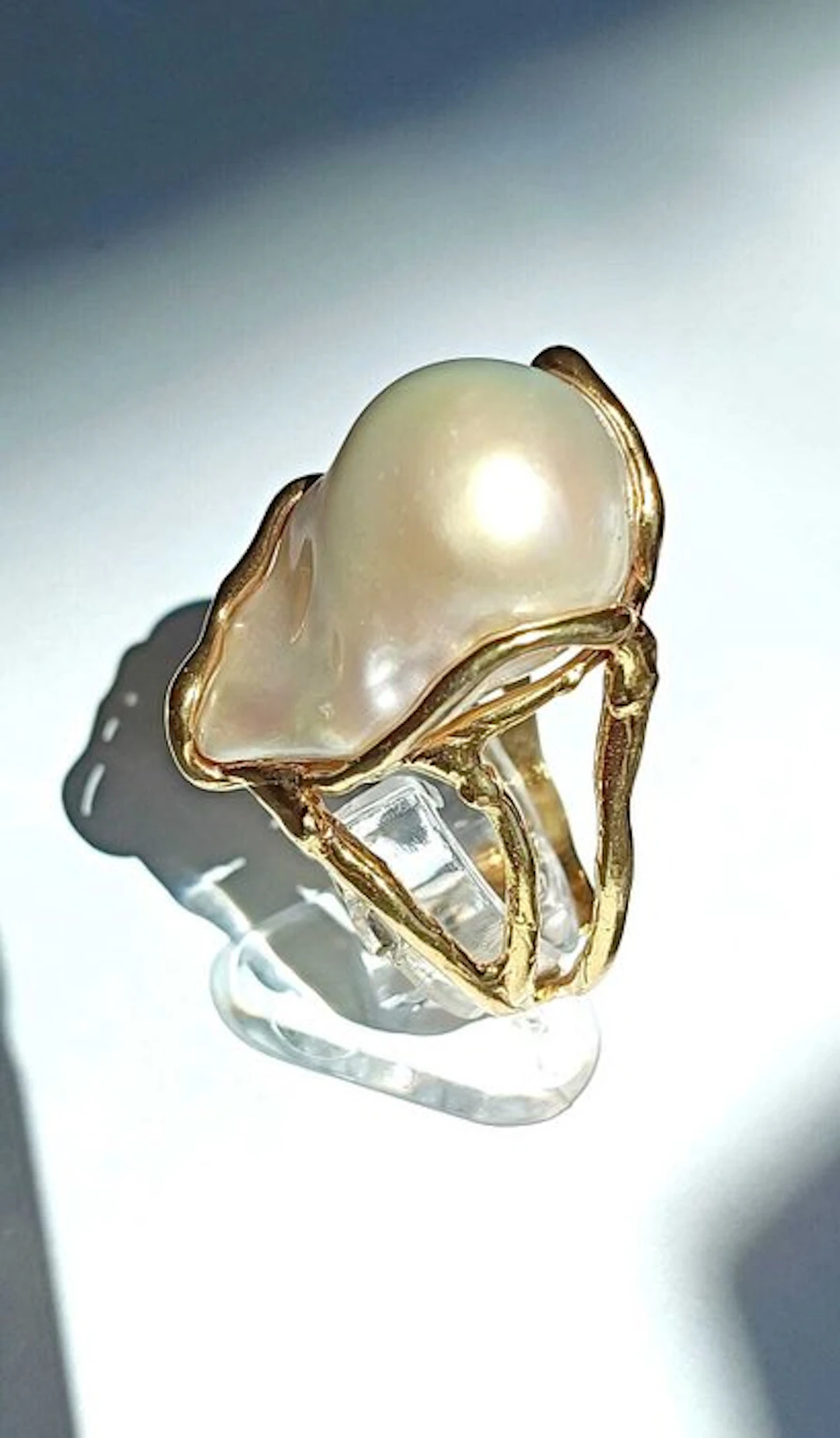 No reserve price - Ring Silver Pearl
