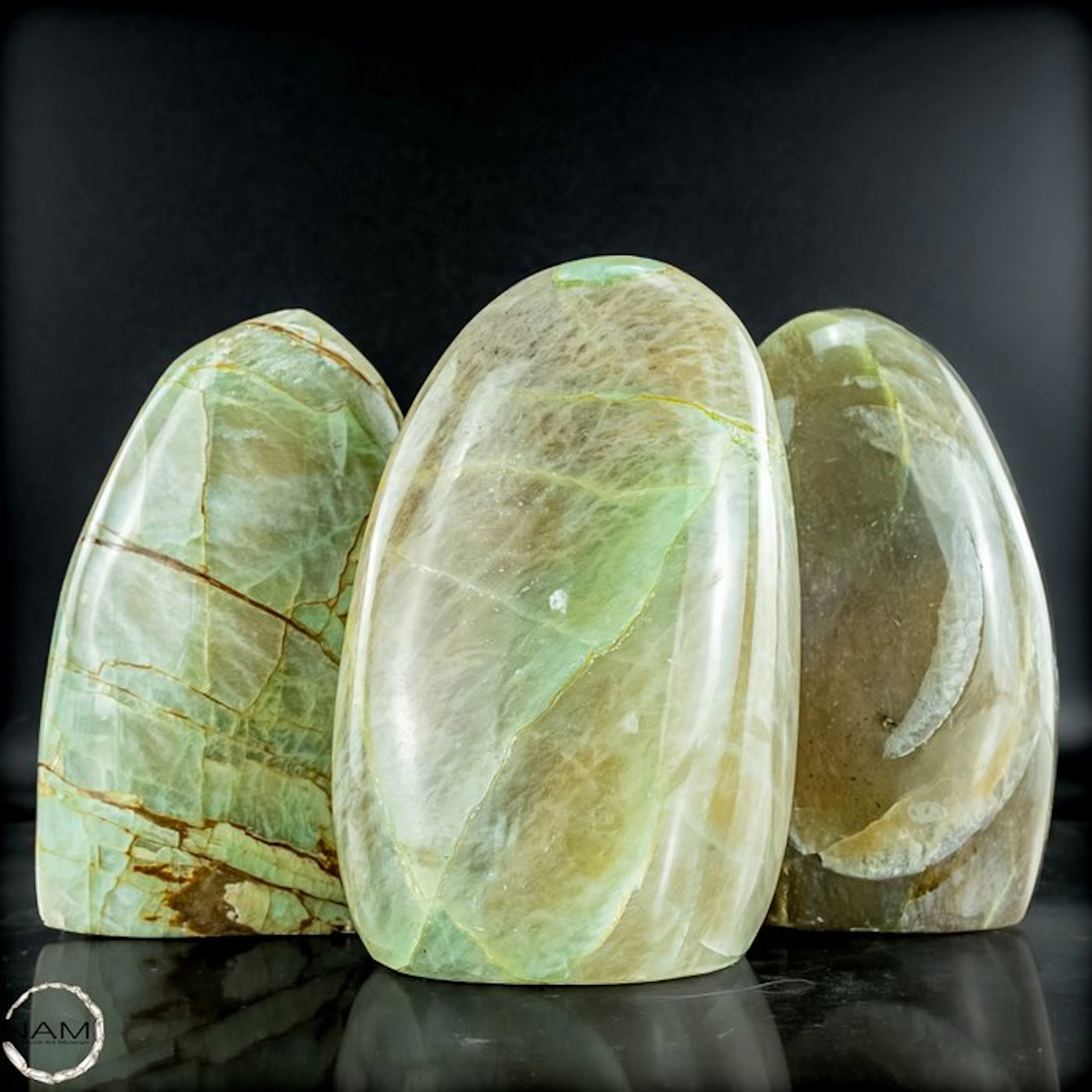 Grüner Mondstein Freiform-Set – Zeitlose Eleganz in...