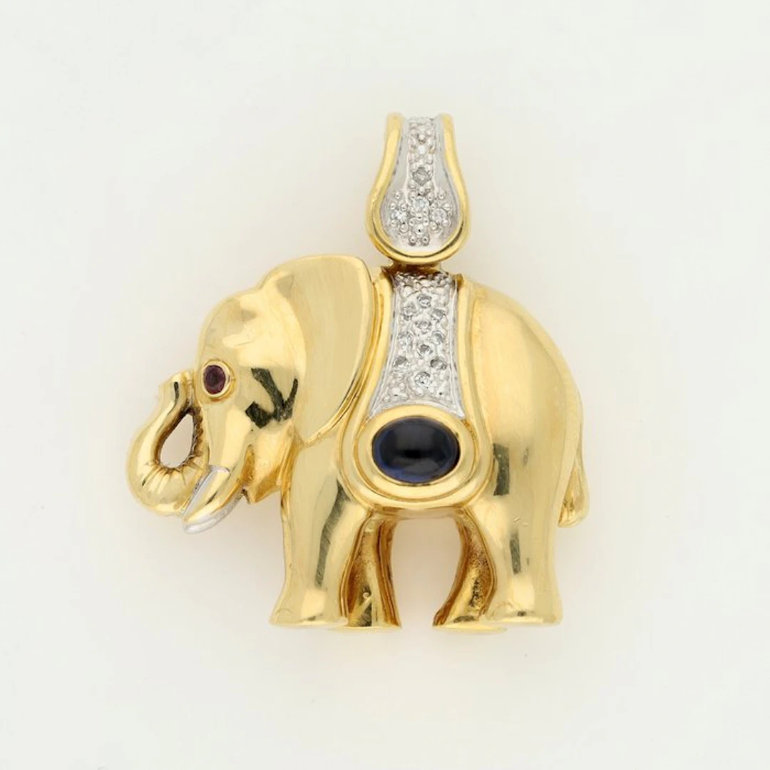 Pendant - 18 kt. Yellow gold, White gold Diamond (Natural) - Saffier-Robijn