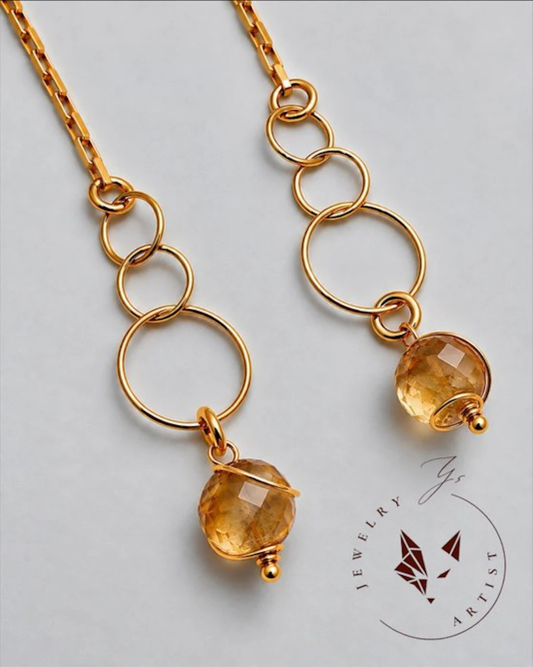 Designer Jewelry - Citrine - 925 Silver - 21k Gold...