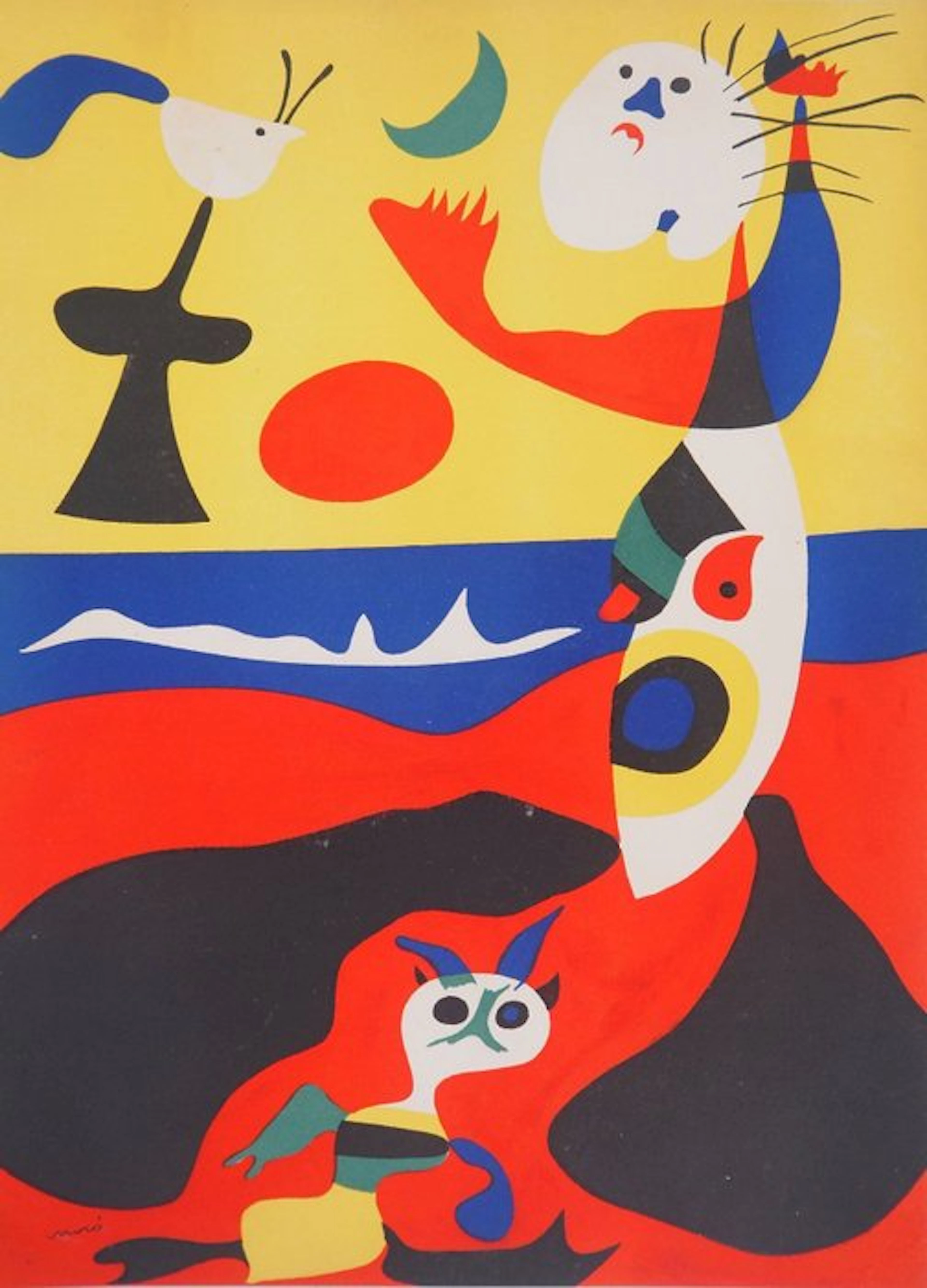 Joan Miro (1893-1983) - Famille surréaliste à la mer : L'été