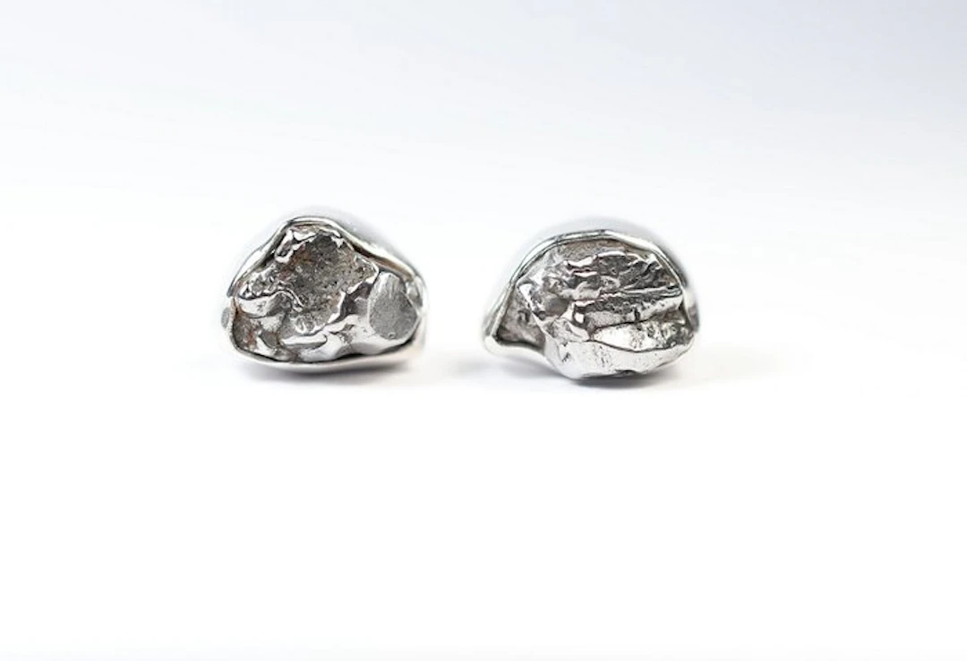2 × stud earrings Meteorite Campo del Cielo / new 925
