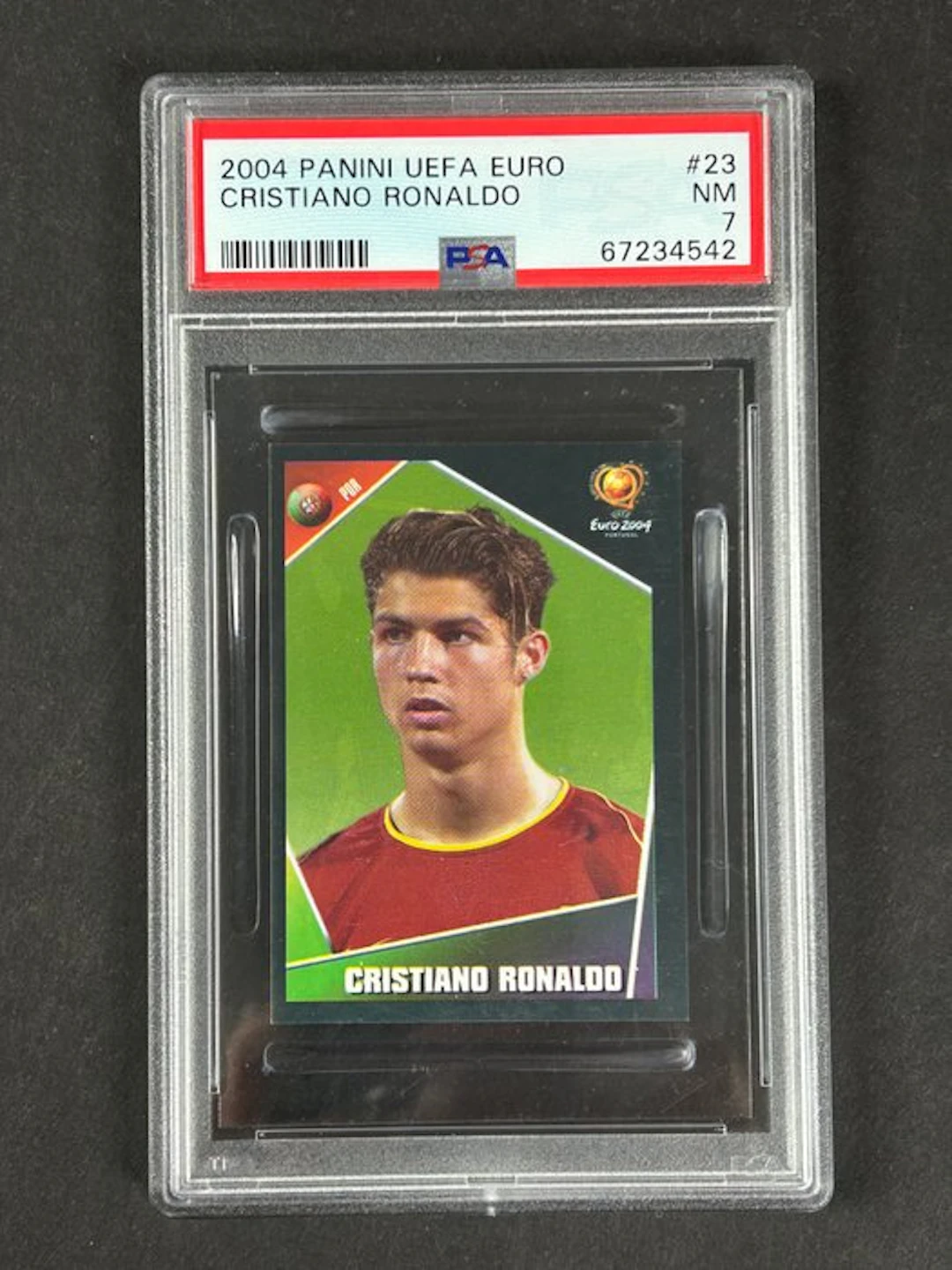 2004 Panini UEFA Euro Cristiano Ronaldo #23 Rookie - PSA 7 - 1 Graded sticker