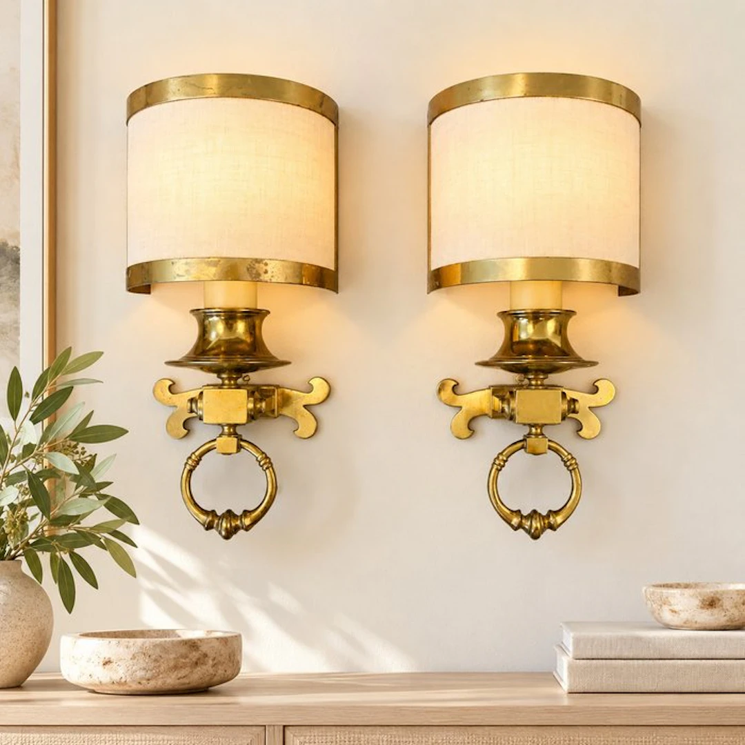 Wall sconce (2) - Gilt brass