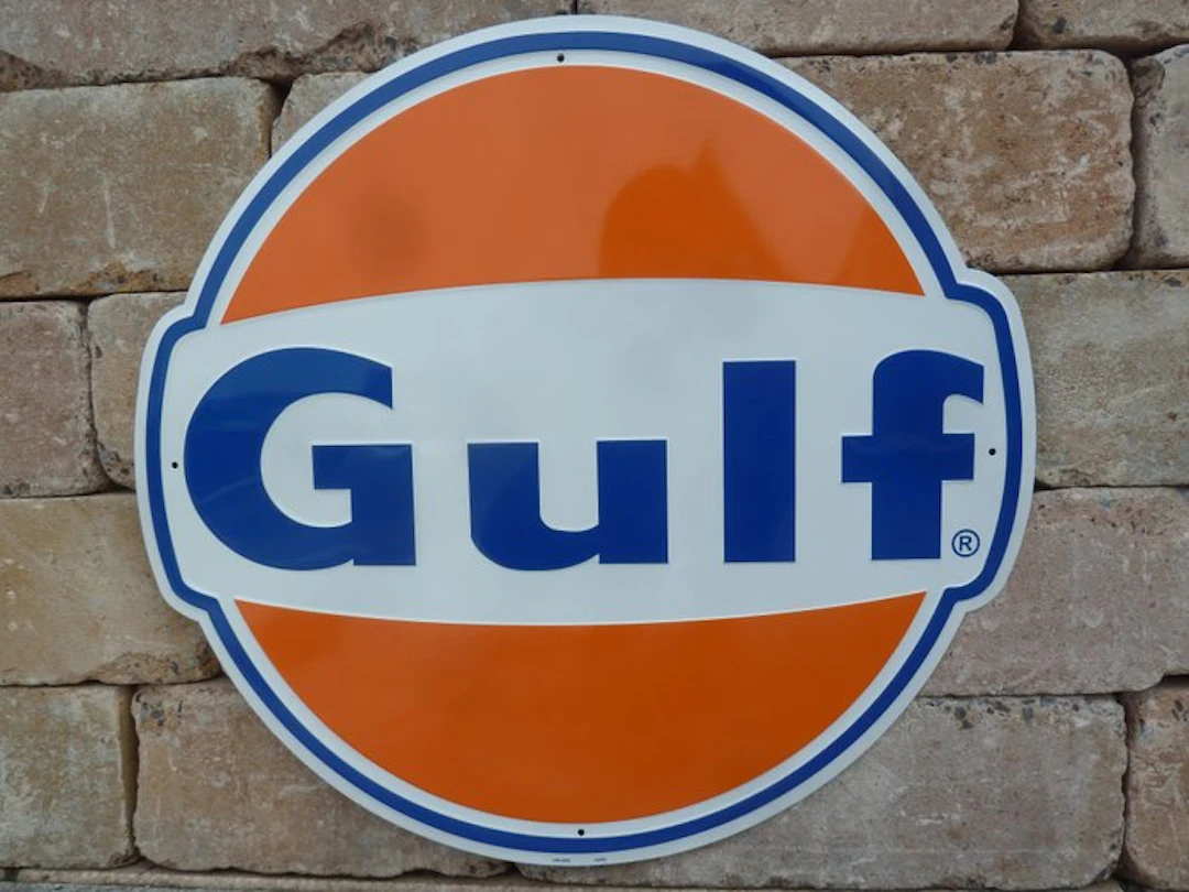 Advertising sign - GULF tin sign 60 cm Le Mans Racing 60s...