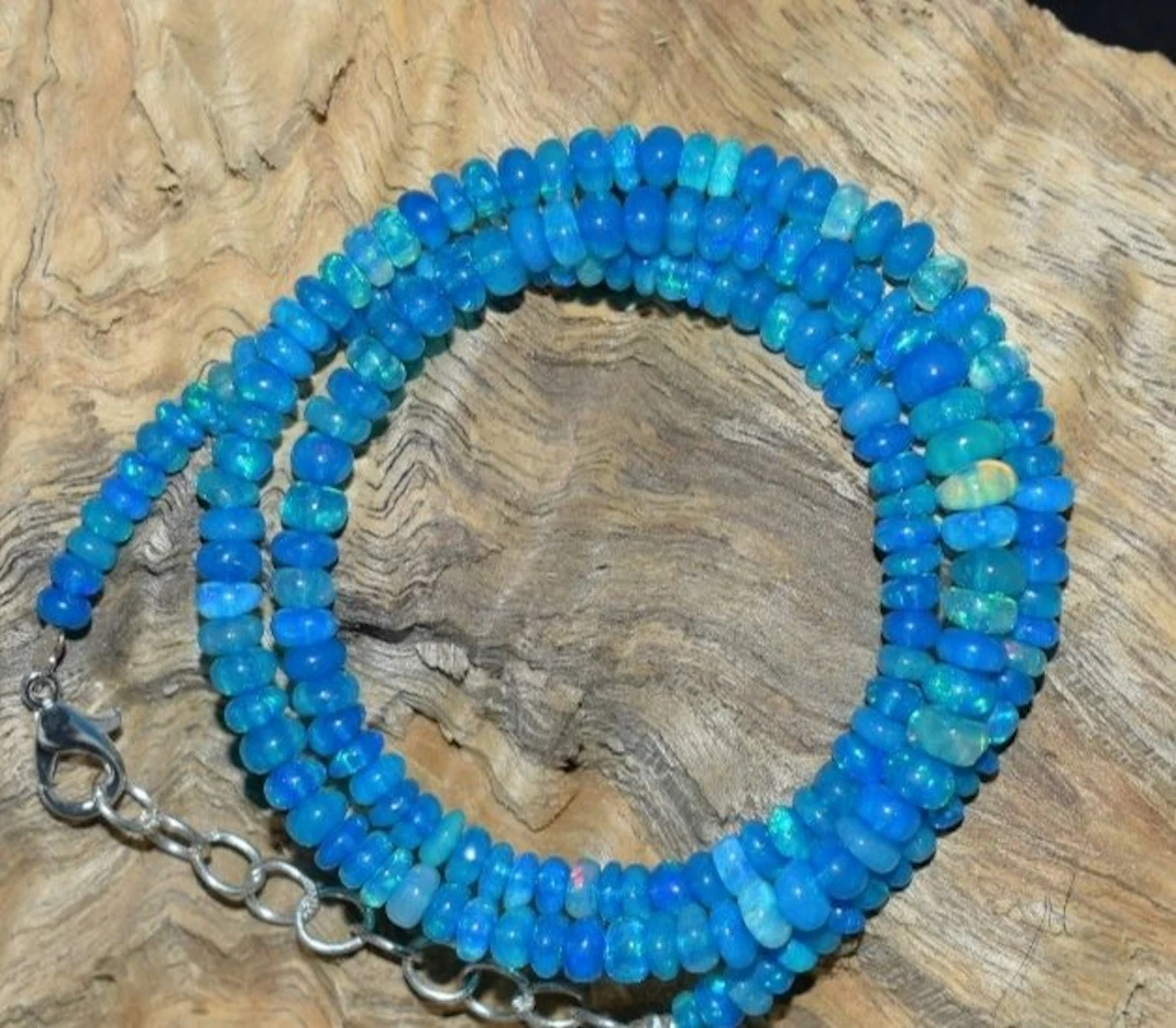 AAA+ Natural Opal Necklace Blue- 9 g - (1)