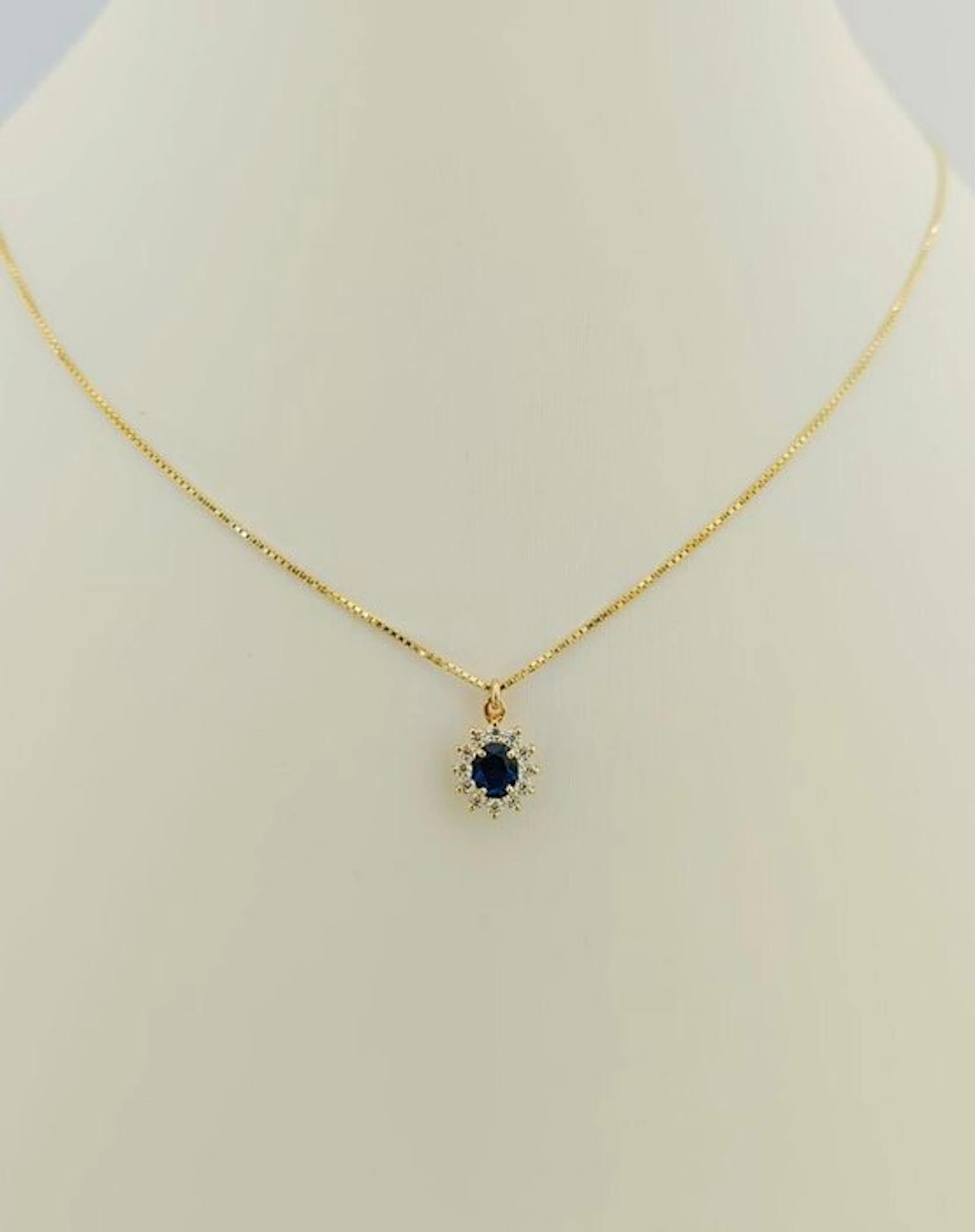Necklace - 18 kt. Yellow gold Sapphire - Diamond