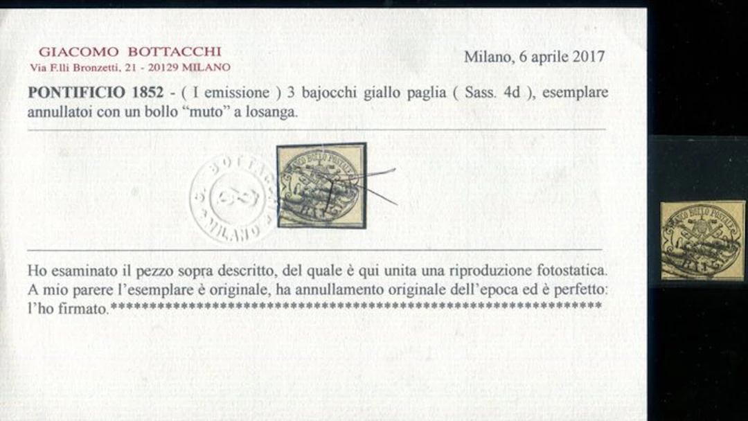 Italian Ancient States - Papal State 1852 - 3 baj in the...