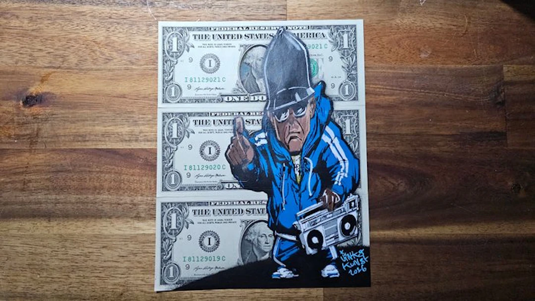 Jinks Kunst - BBOY DKA - 3 Real US $1 Banknotes - New Artwork from 2026