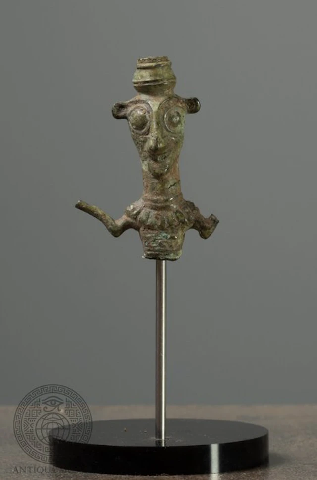 Levant Bronze Canaanite Bronze Statuette of a Deity with Raised Arms - 5.5 cm