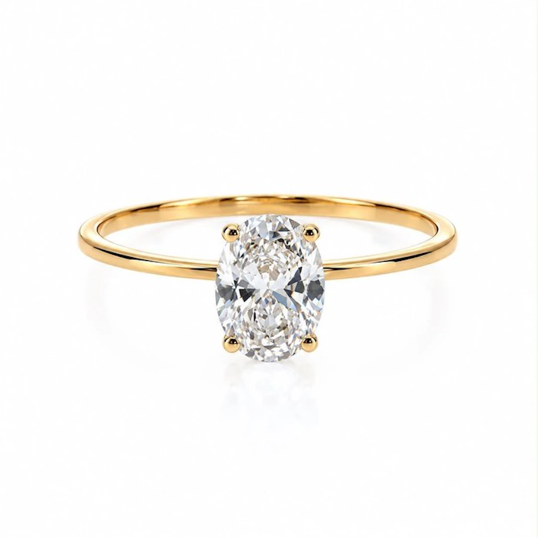 No reserve price - Ring - 14 kt. Yellow gold - 1.07ct. tw. Diamond (Lab-grown)
