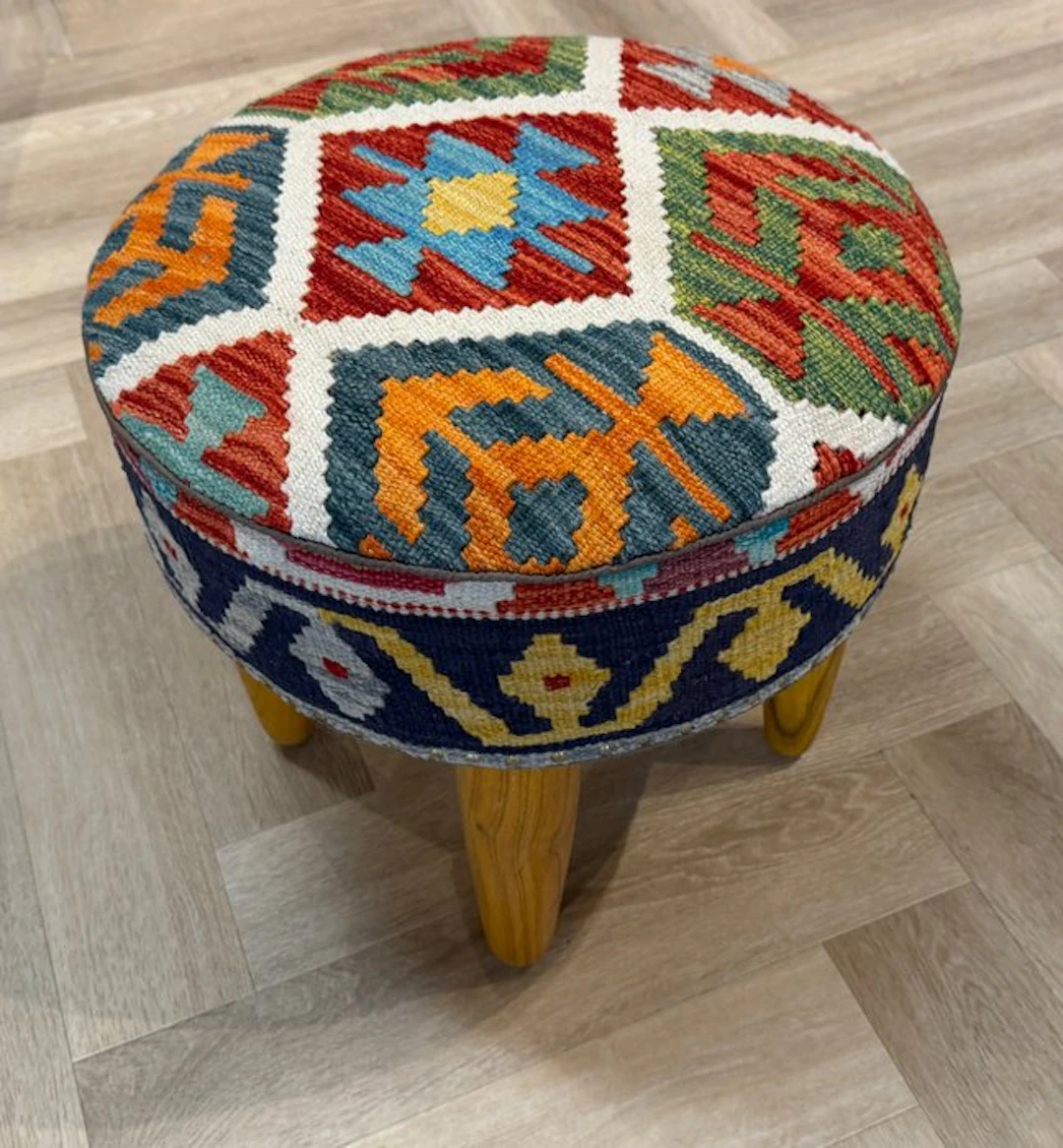 Pouf - Kelim Pouf - (unused) - Kelim handwoven - wool - Kelim - 47 cm - 47 cm