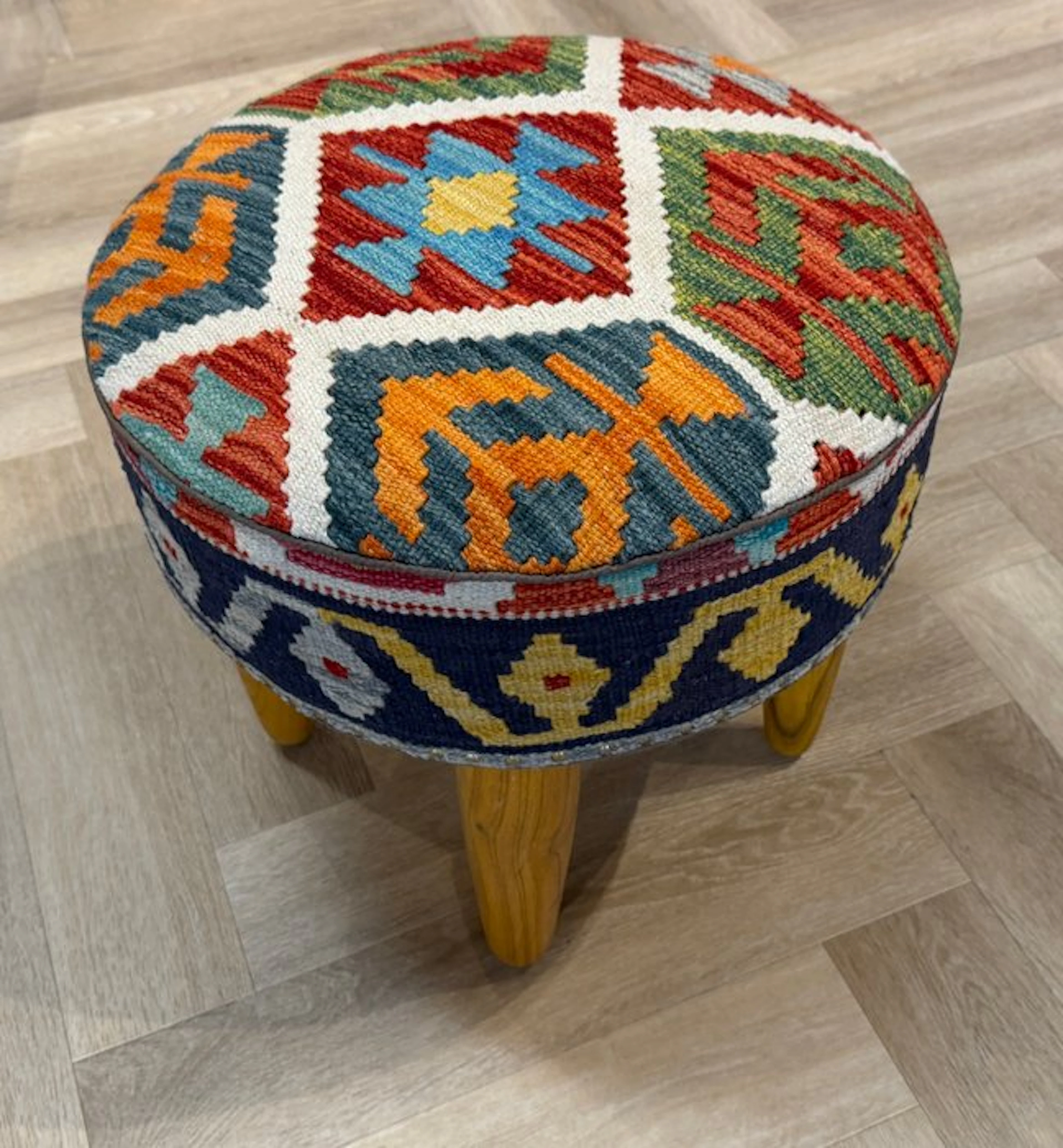 Pouf - Kelim Pouf - (unused) - Kelim handwoven - wool - Kelim - 47 cm - 47 cm