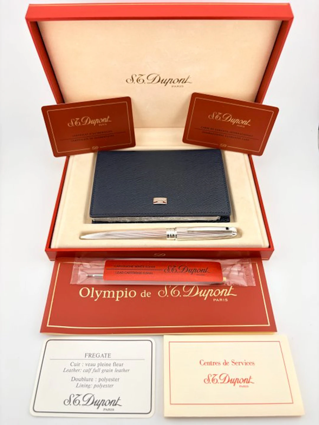 S.T. Dupont - Olympio Silver Plated + calfskin diary...