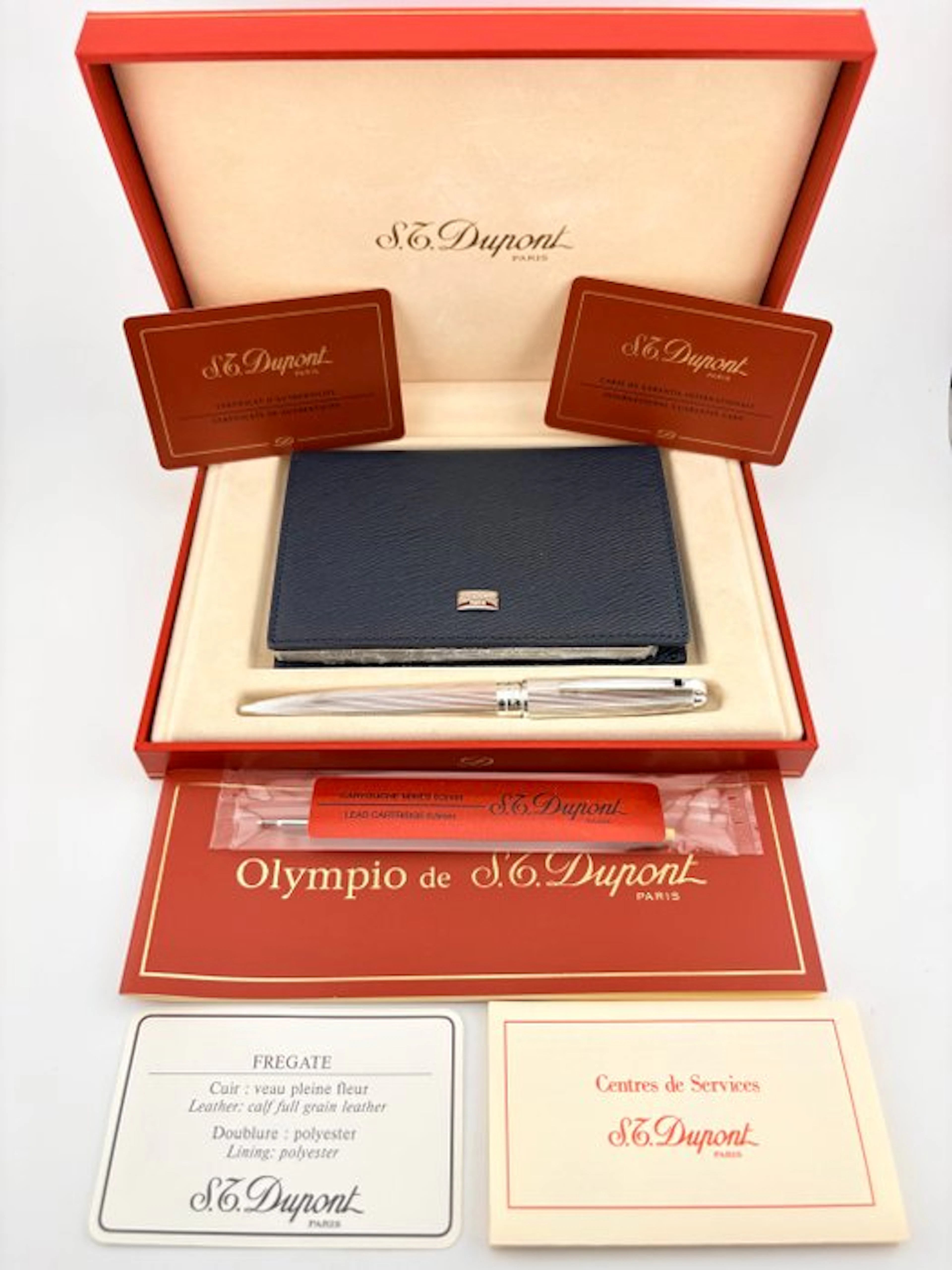 S.T. Dupont - Olympio Silver Plated + calfskin diary...