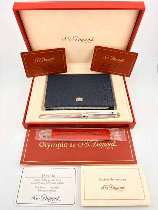 S.T. Dupont - Olympio Silver Plated + calfskin diary...