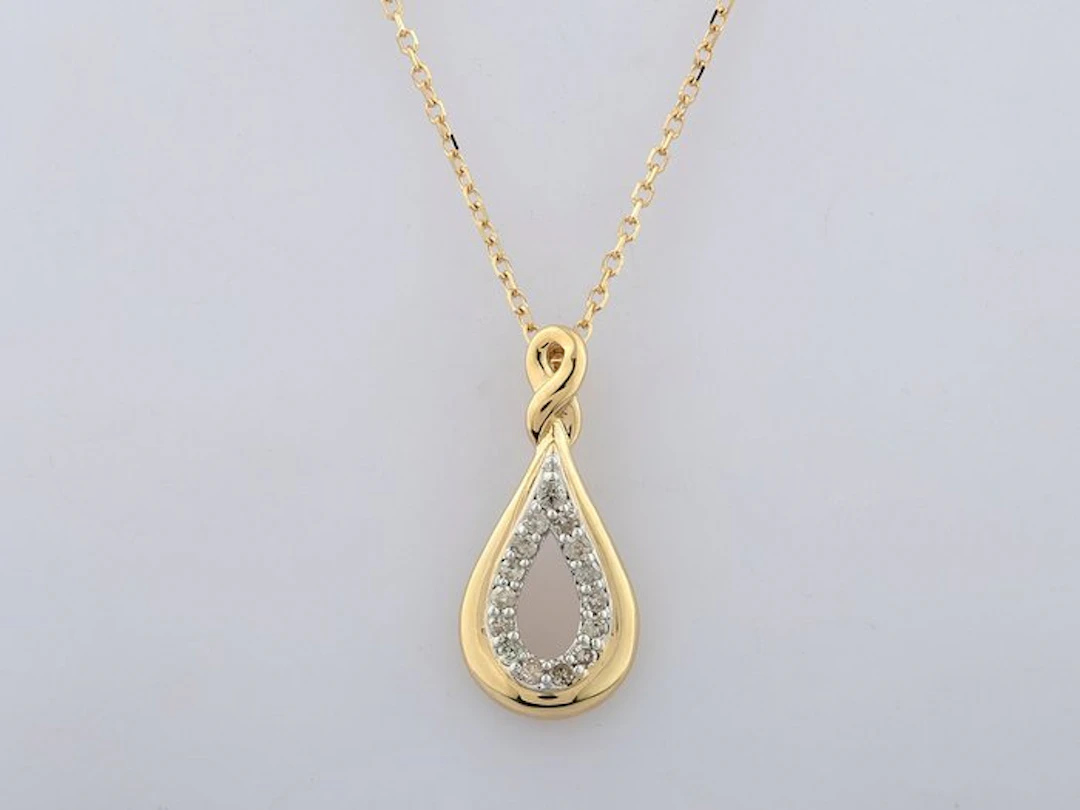 Necklace with pendant - 14 kt. Yellow gold - 0.11ct. tw. Diamond (Natural)