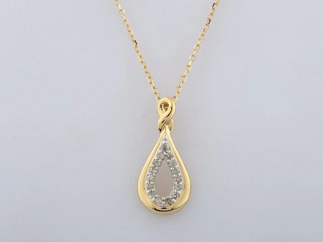 Necklace with pendant - 14 kt. Yellow gold - 0.11ct. tw. Diamond (Natural)
