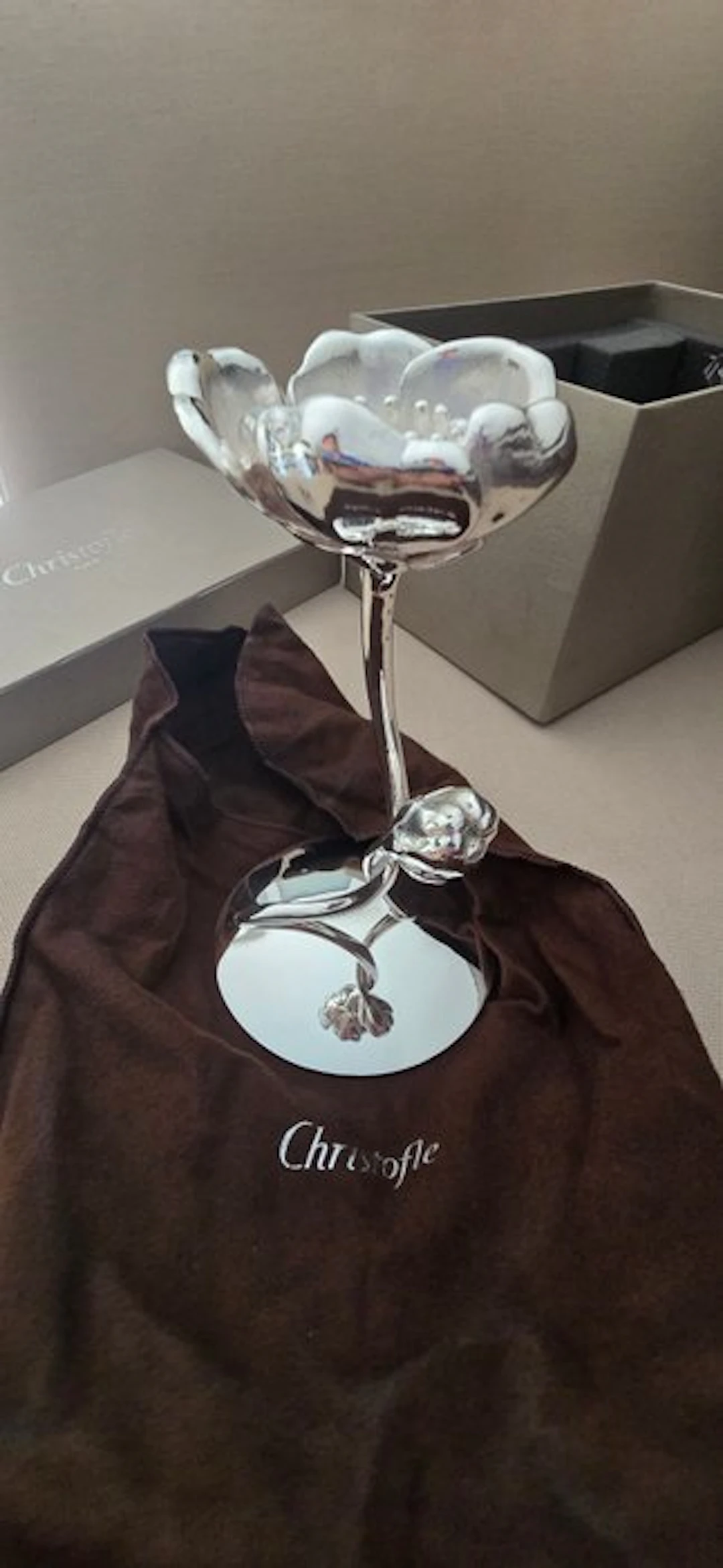 Christofle - Émile Gallé pour Perrier-Jouët - Candlestick Anemone - Steel