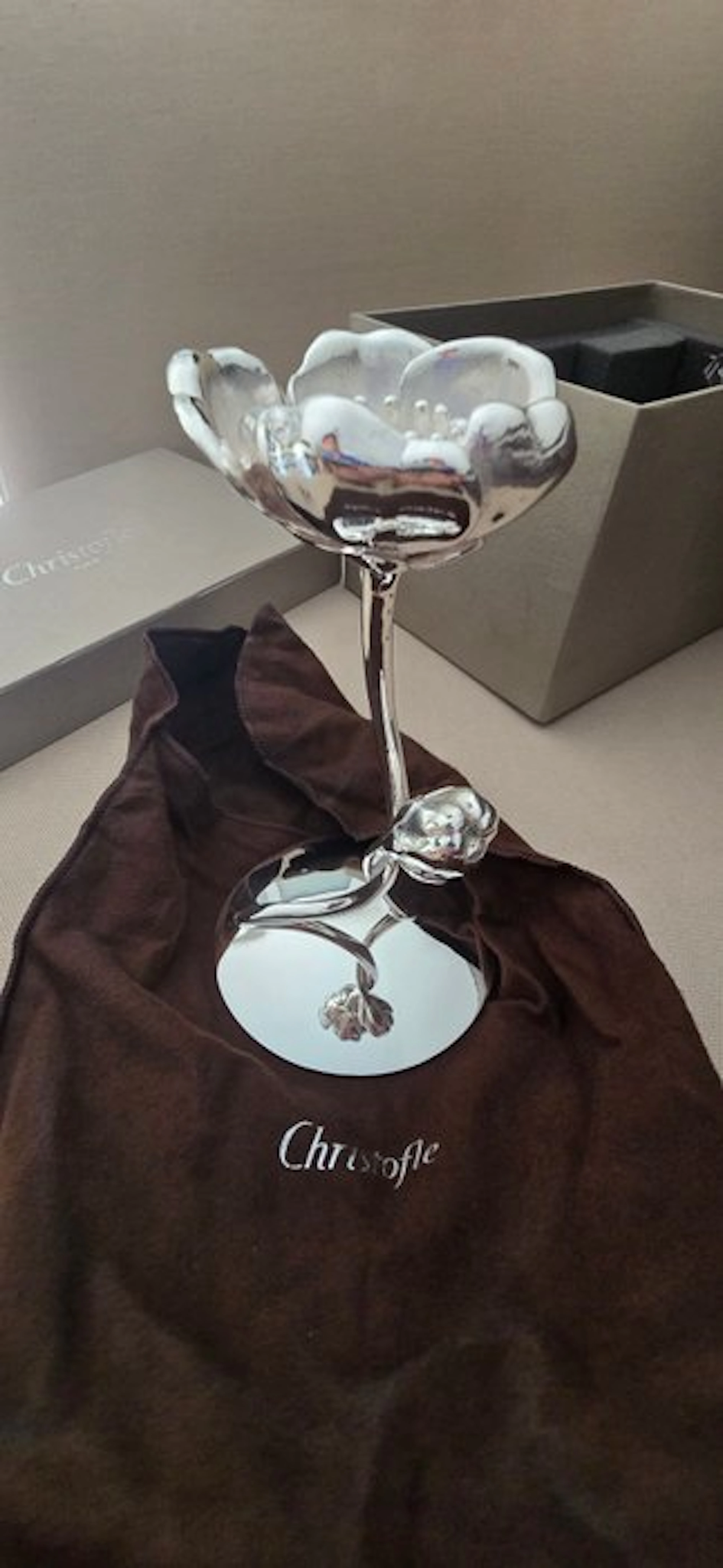 Christofle - Émile Gallé pour Perrier-Jouët - Candlestick Anemone - Steel