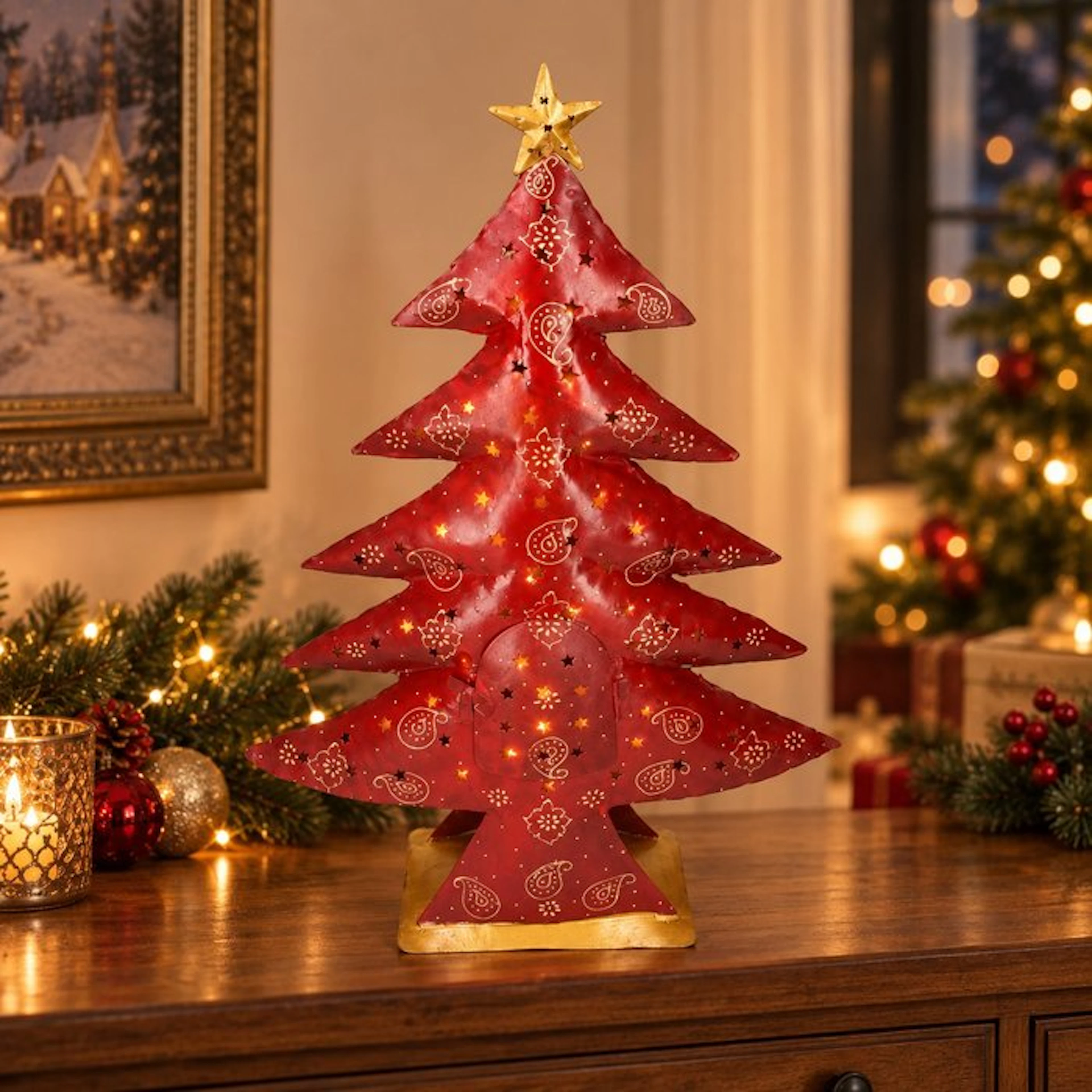 Lantern - Metal - Lantern - metal - Christmas tree - lantern - 66