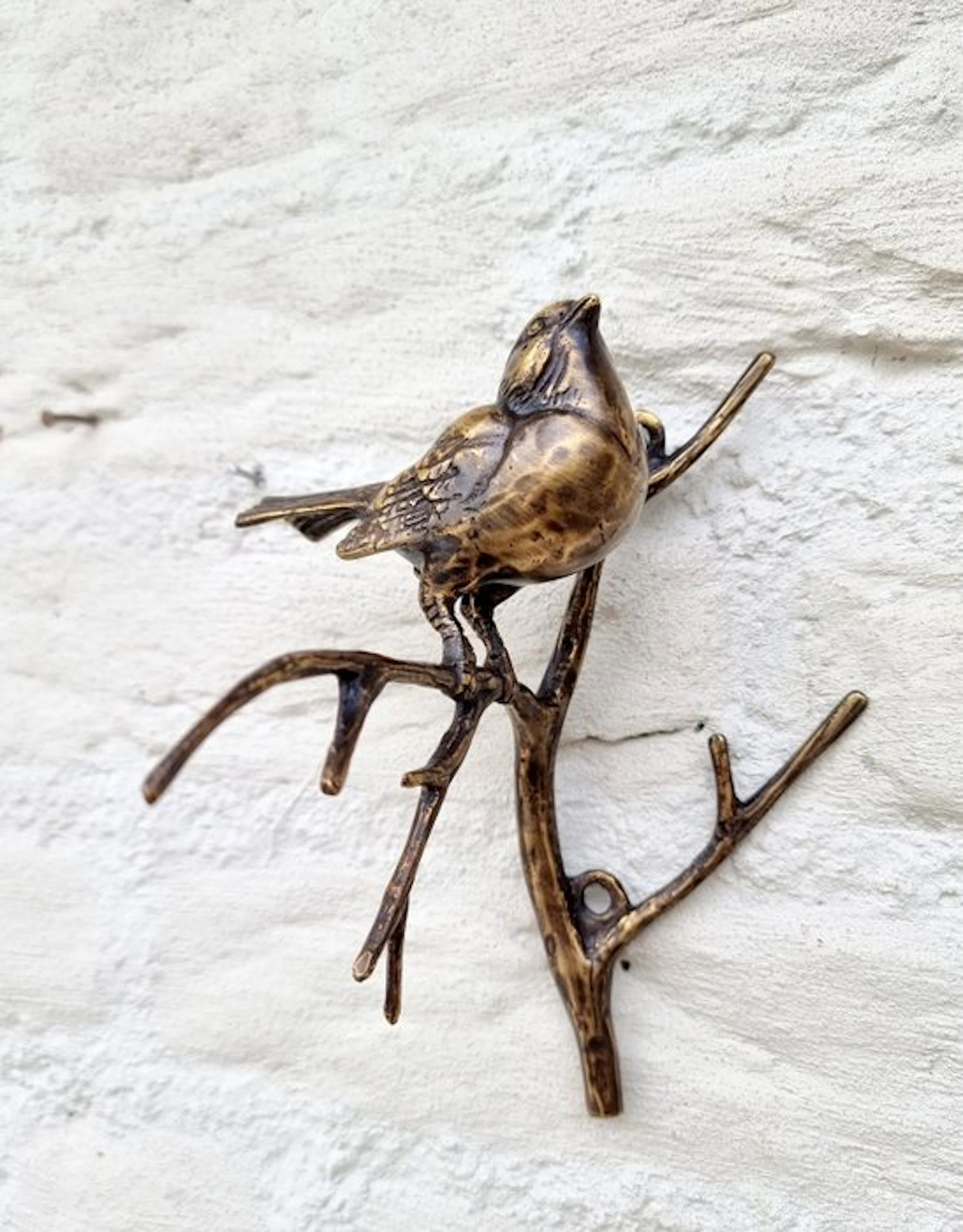 Sculpture, vogel op tak - 18 cm - Bronze