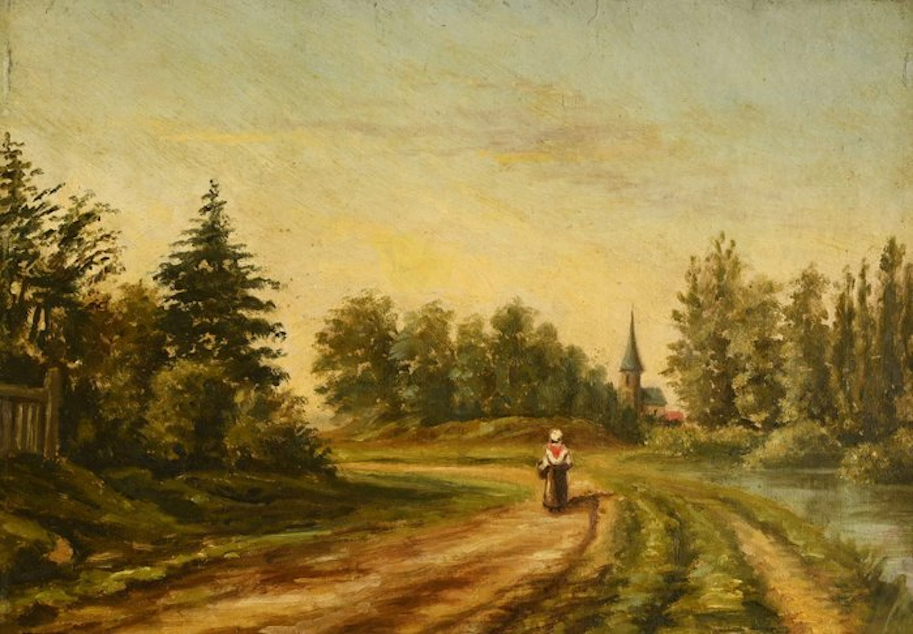 Ecole Française (XIX-XX) - Paysanne sur un chemin - NO RESERVE