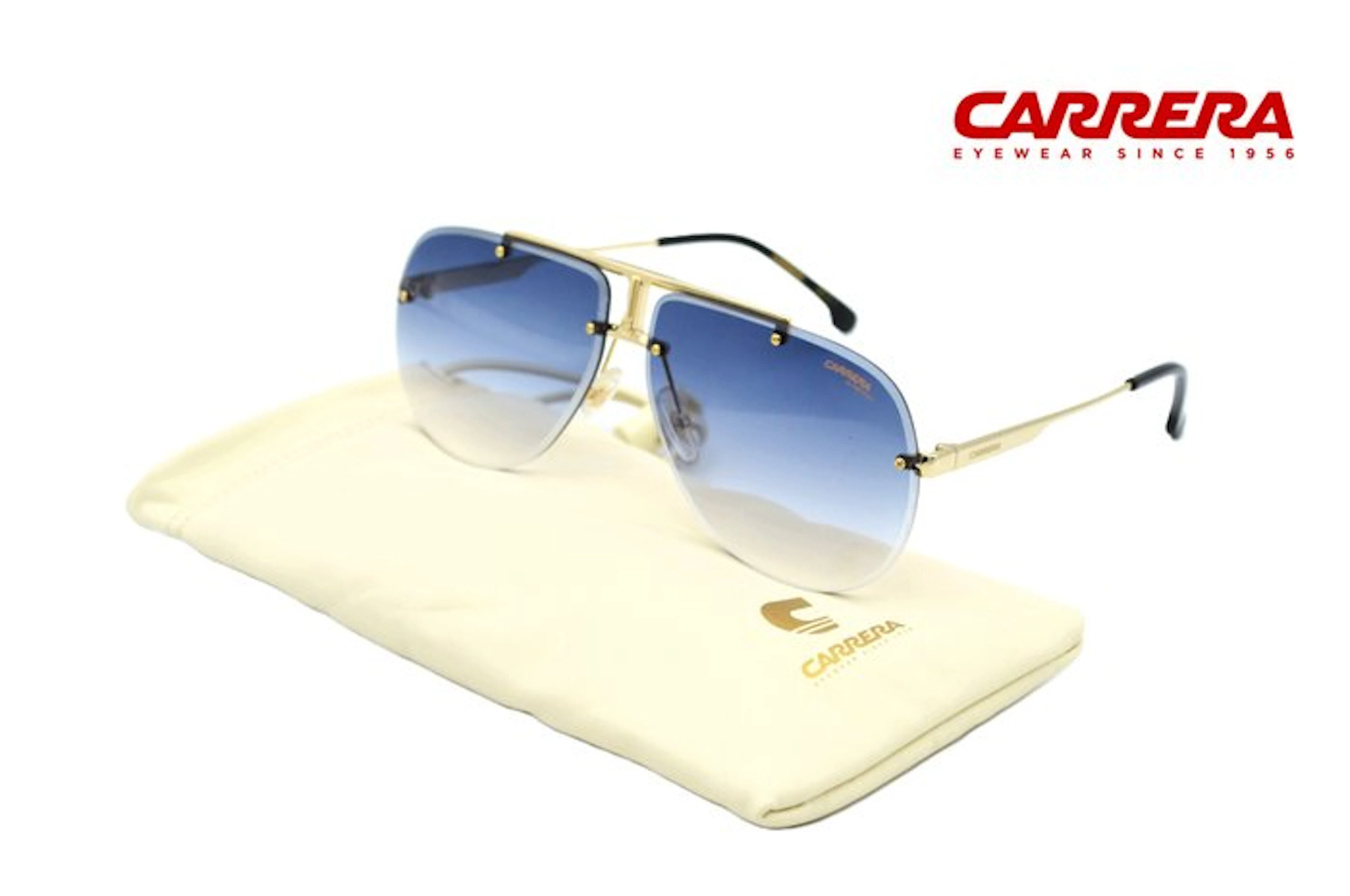 Carrera - 1052S RHL08 - Gold Metal Rimless Design - Blue...