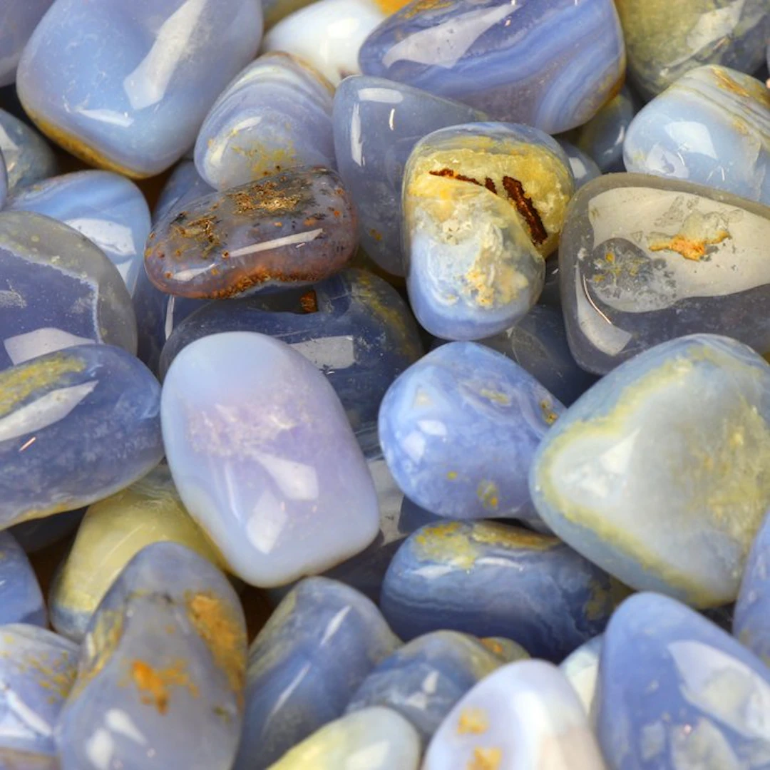 4KG - Namibian Blue Lace Agate - Tumbled Stones Wholesale Lot- 4 kg