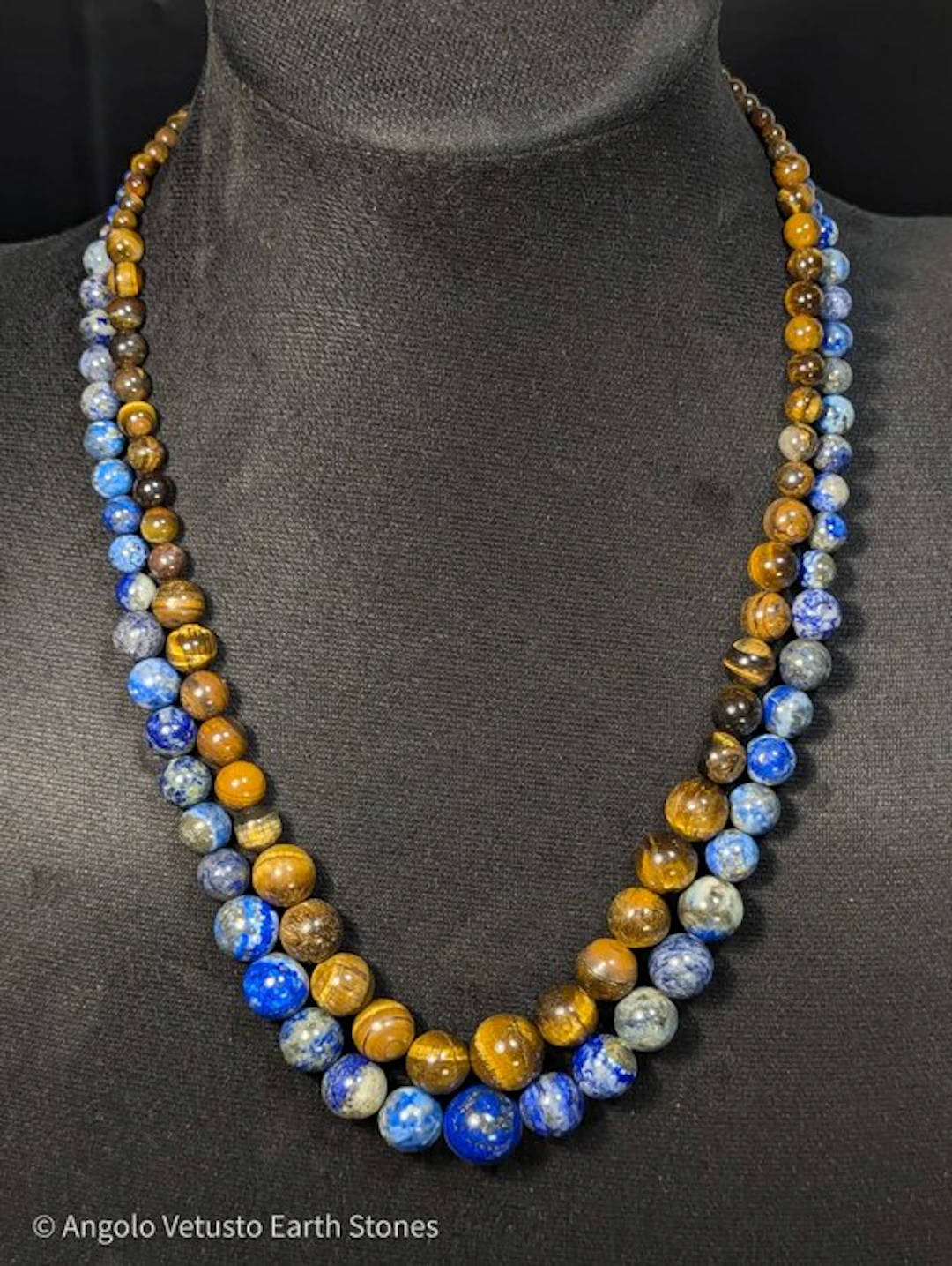 2x Striking Natural Afghan Lapis Lazuli and Tiger's Eye...