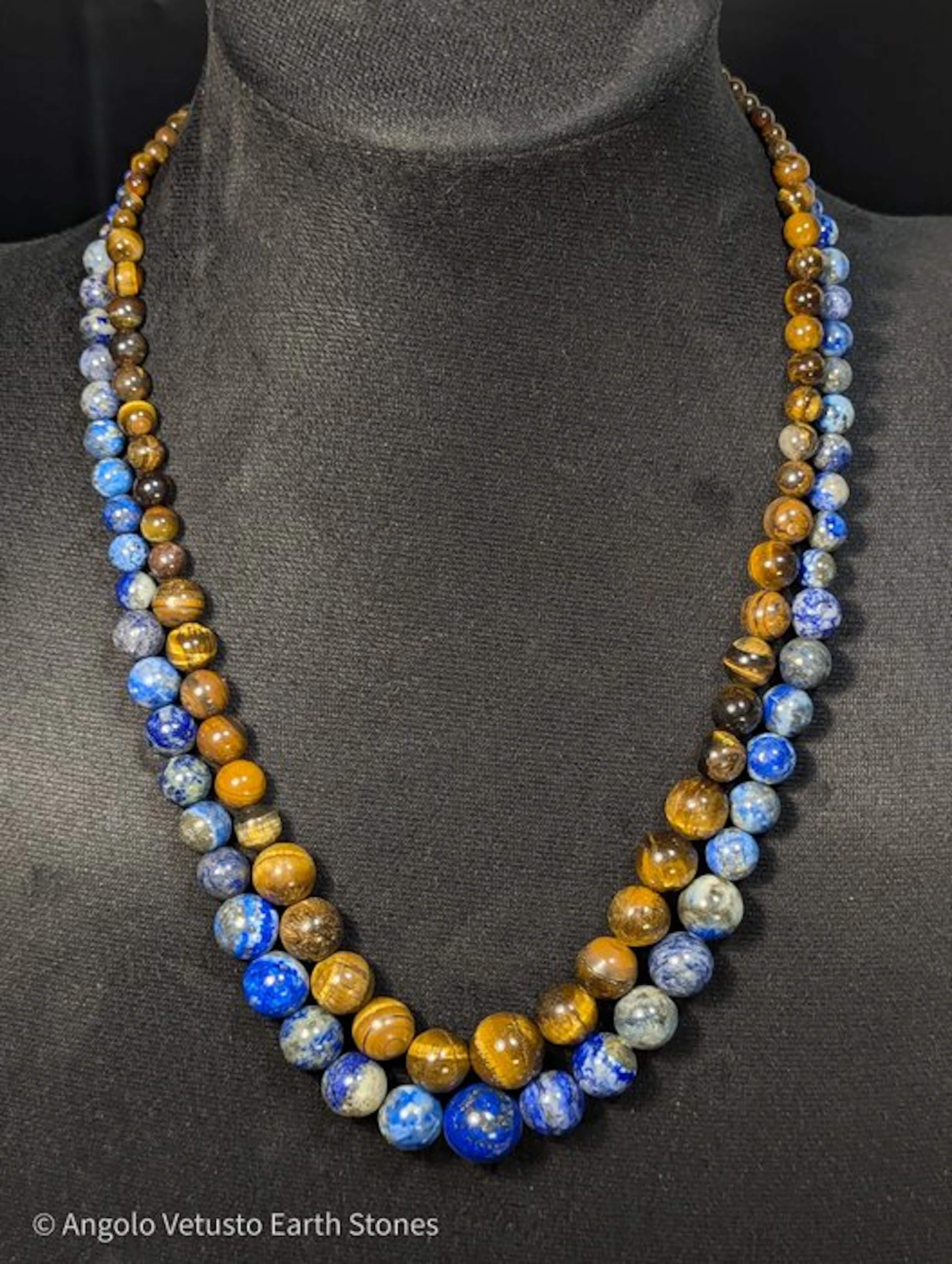 2x Striking Natural Afghan Lapis Lazuli and Tiger's Eye...