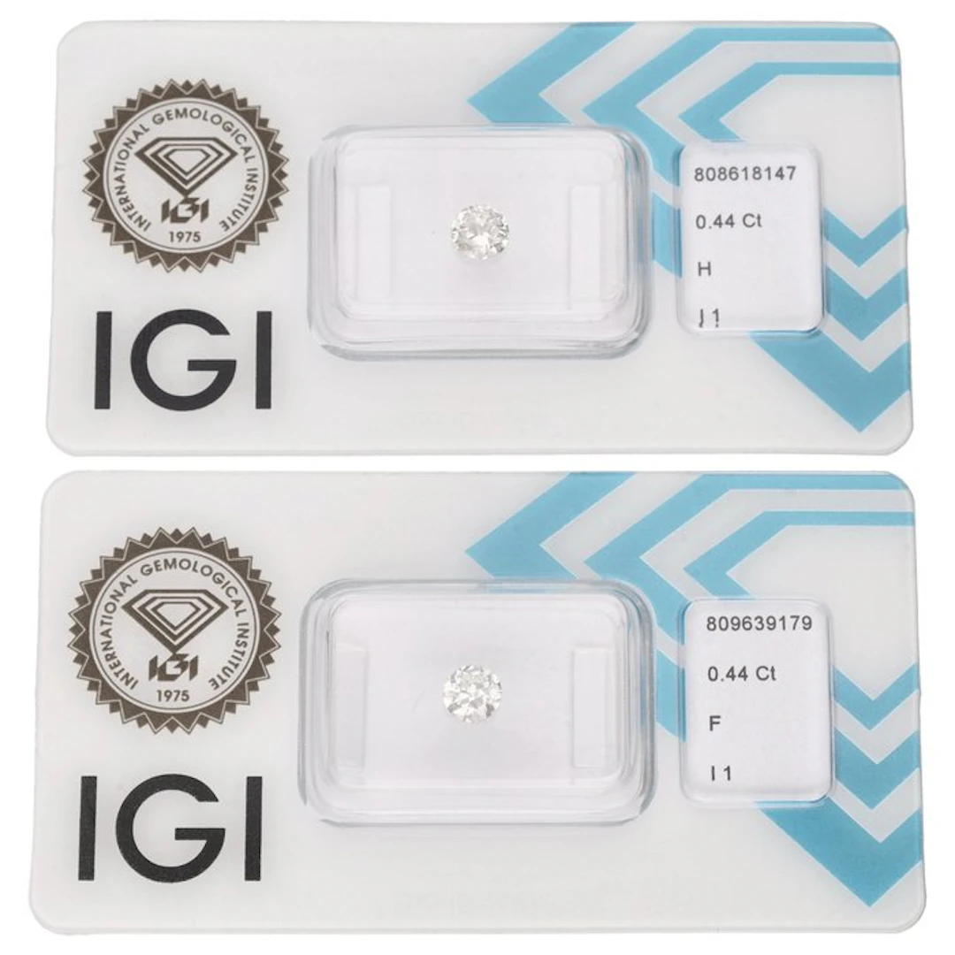 No reserve price - 2 pcs Diamond (Natural) - 0.88 ct - F