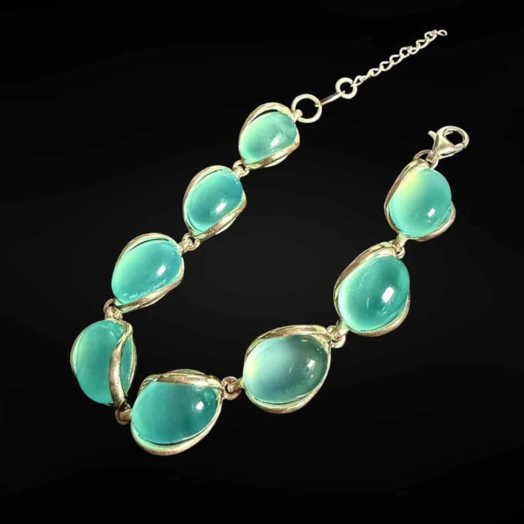 Rare bracelet in natural chalcedony of the highest quality – 925 sterling