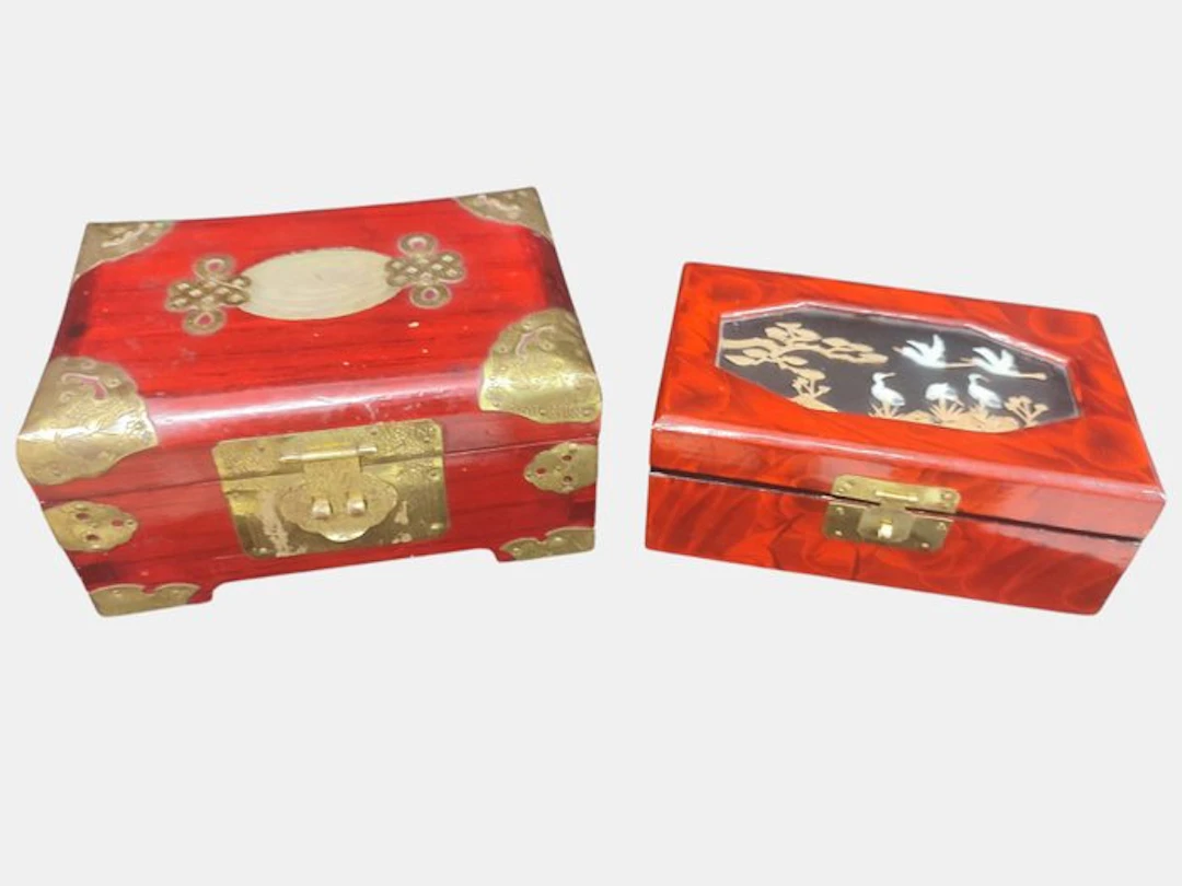 joyeros vintage jade y laton - Jewellery case