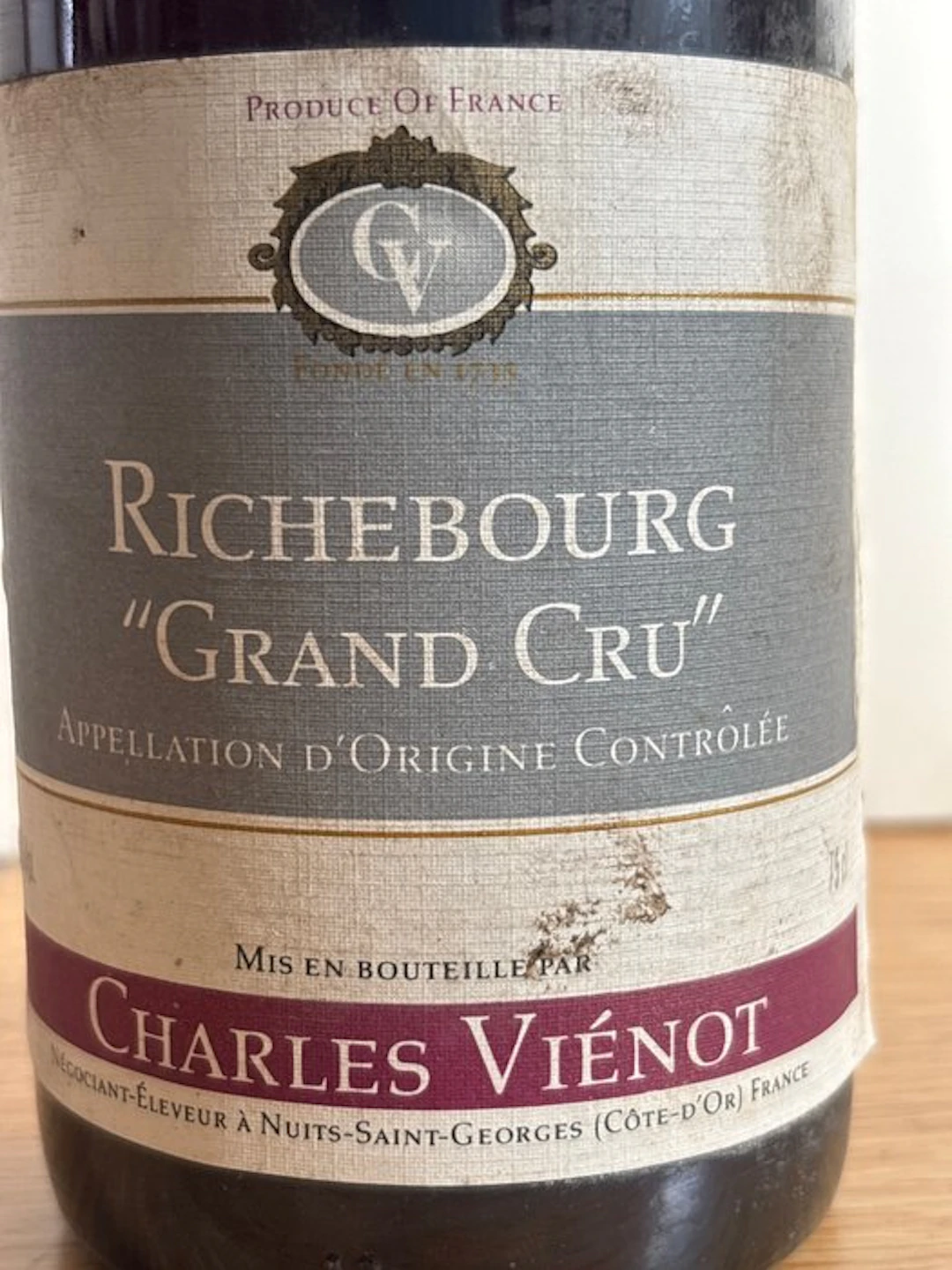 1986 Charles Viénot - Richebourg Grand Cru - 1 Bottle (0.75L)